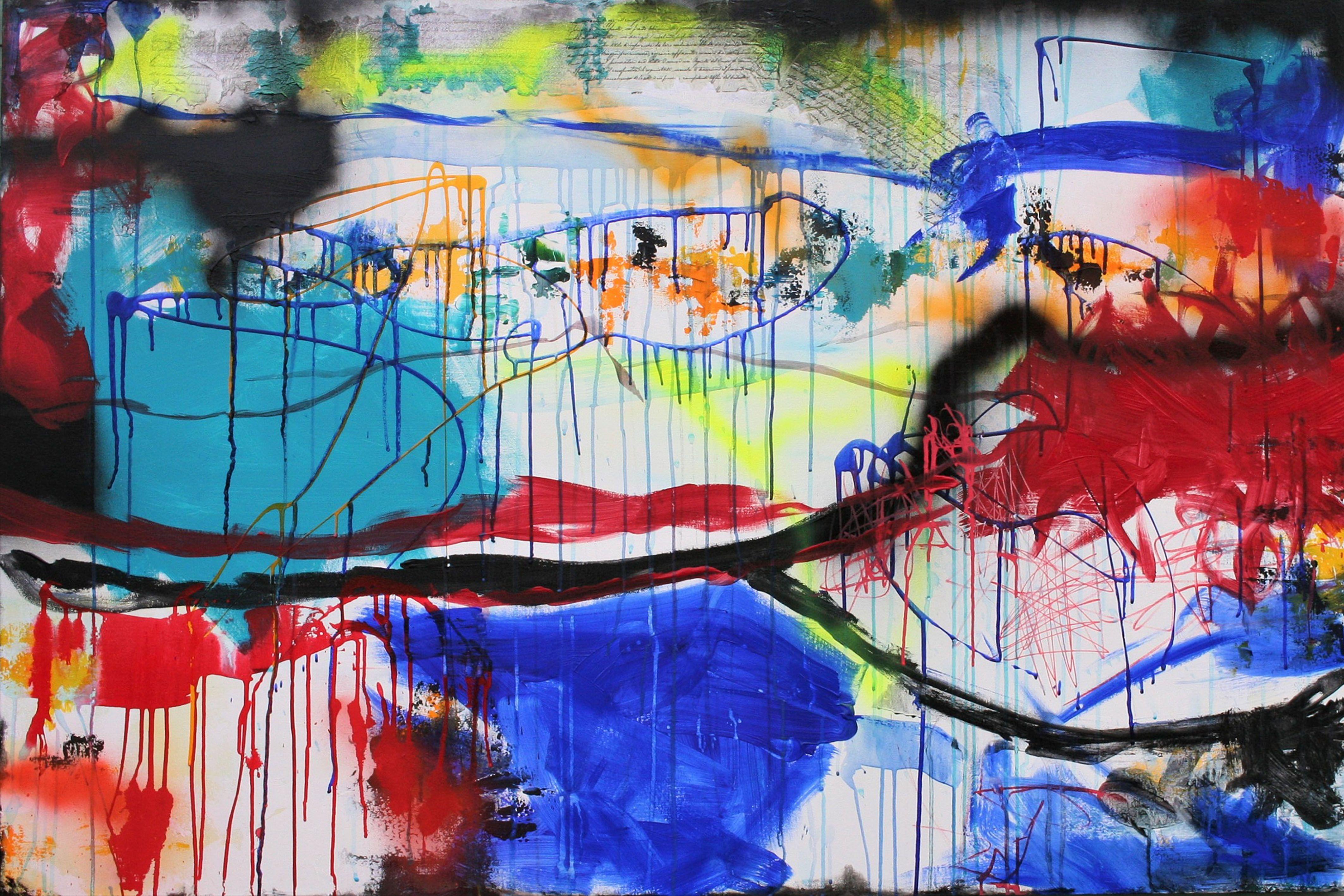 Susan Wooler Abstract Painting - Huge Abstract What Will Be Will Be 150 x 100 cm, Painting, Acrylic on Canvas