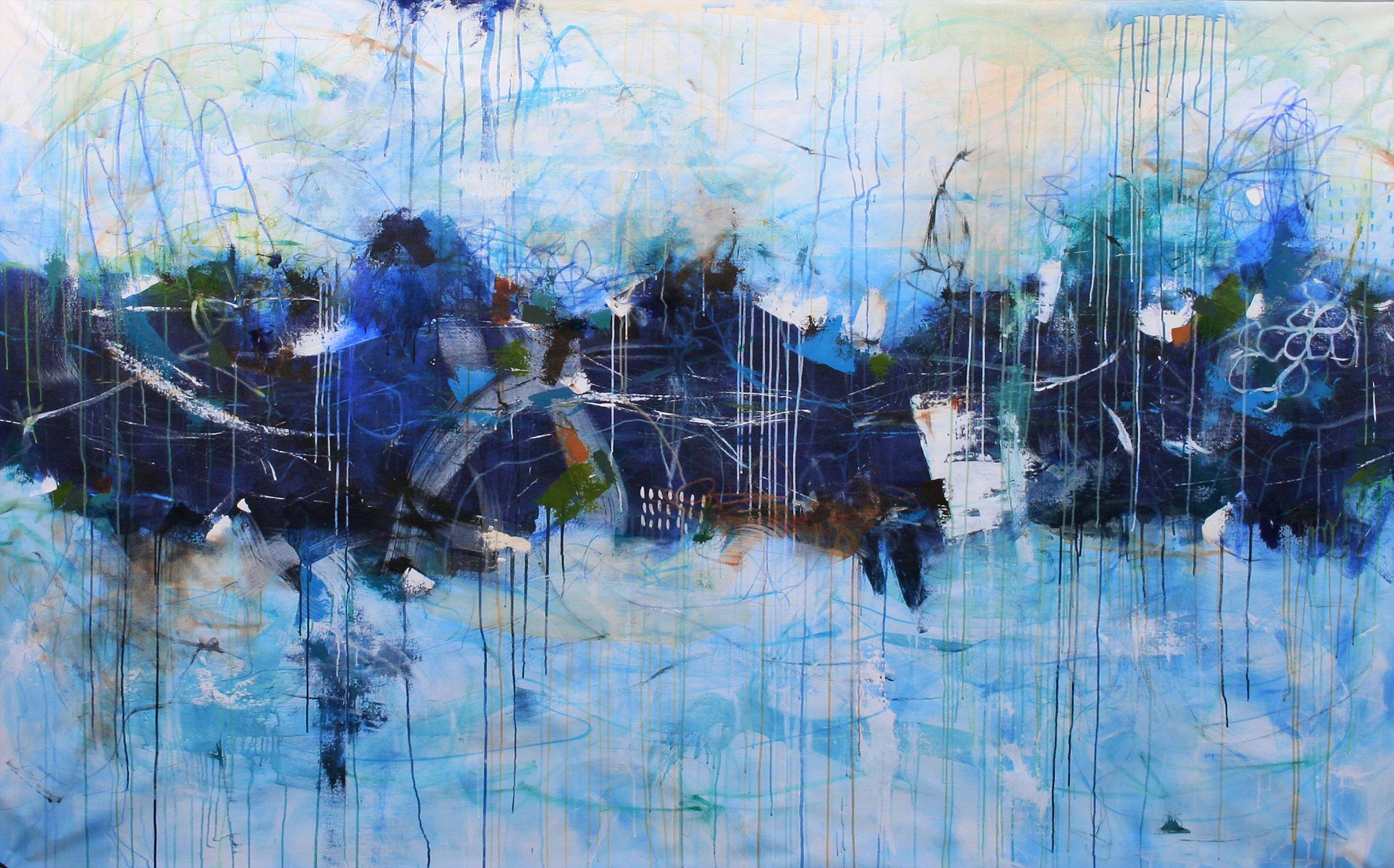 Abstract Painting di Susan Wooler - Forse domani Pittura astratta enorme 252 x 157 cm, Pittura, Acrilico su tela