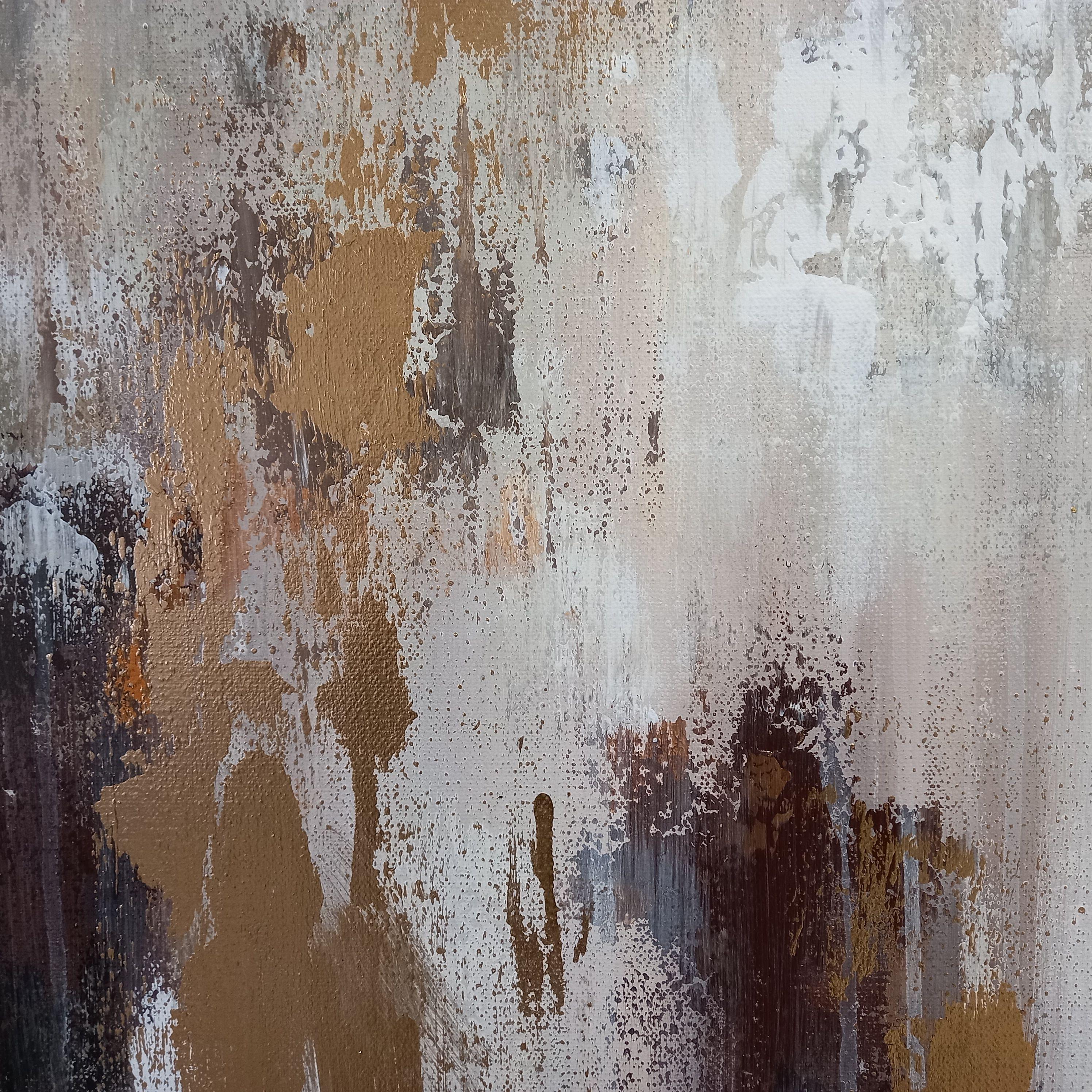 XL Astratto Momenti preziosi I 80cm x 60cm, Pittura, Acrilico su tela - Abstract Painting Grigio di Susan Wooler