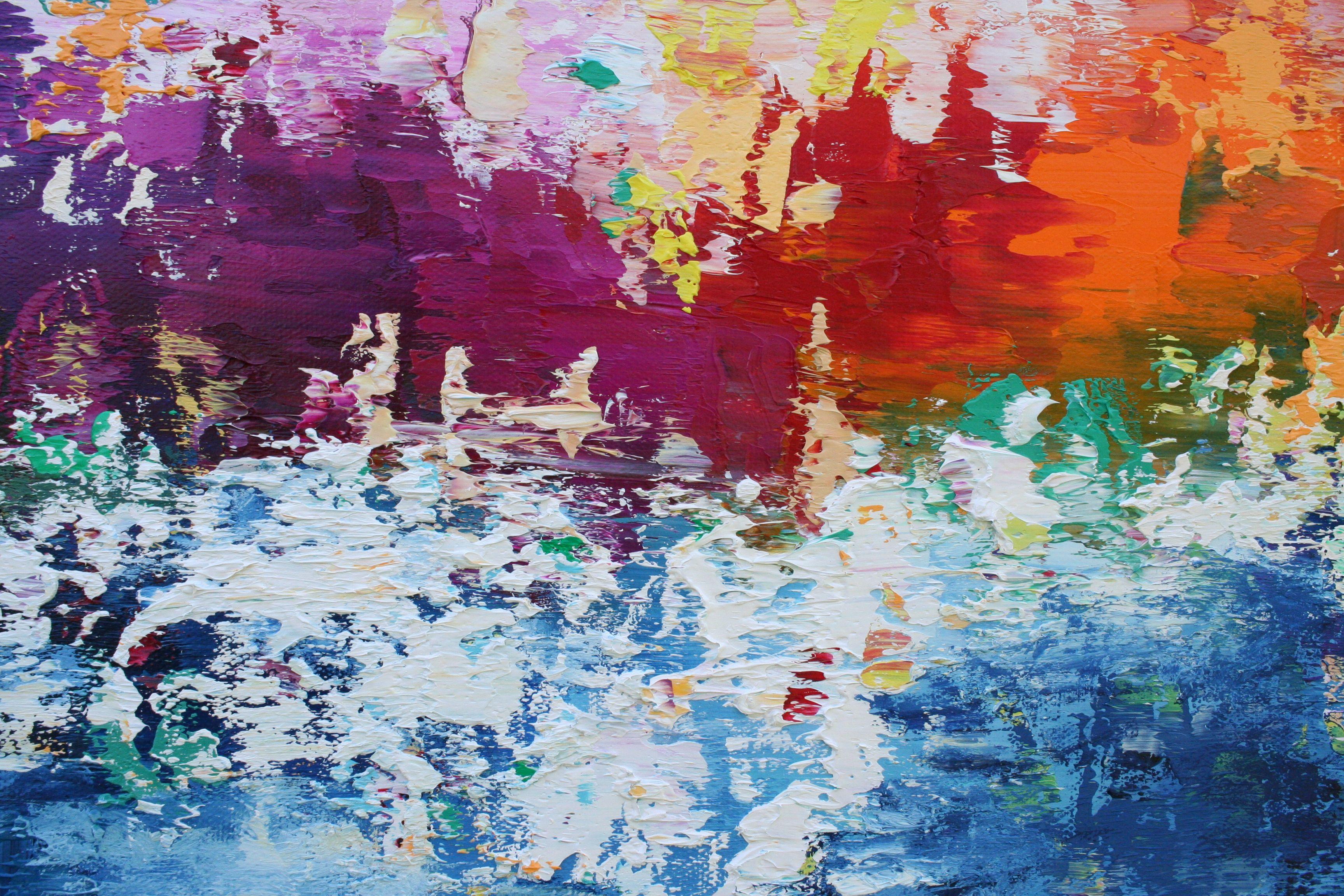 XL Summer Reflections II 60 x 60 cm, Painting, Oil on Canvas For Sale 2