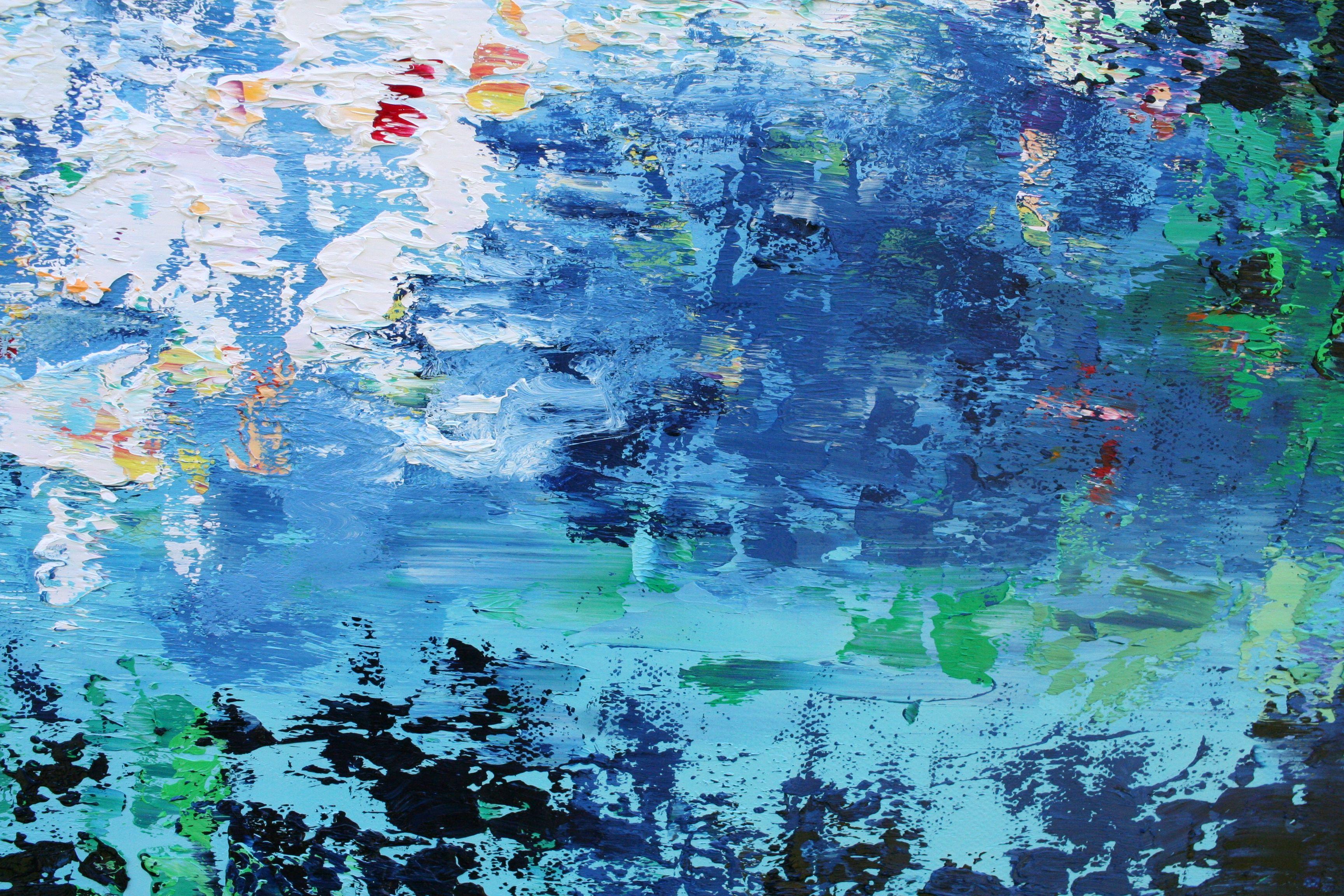 XL Summer Reflections II 60 x 60 cm, Painting, Oil on Canvas For Sale 4