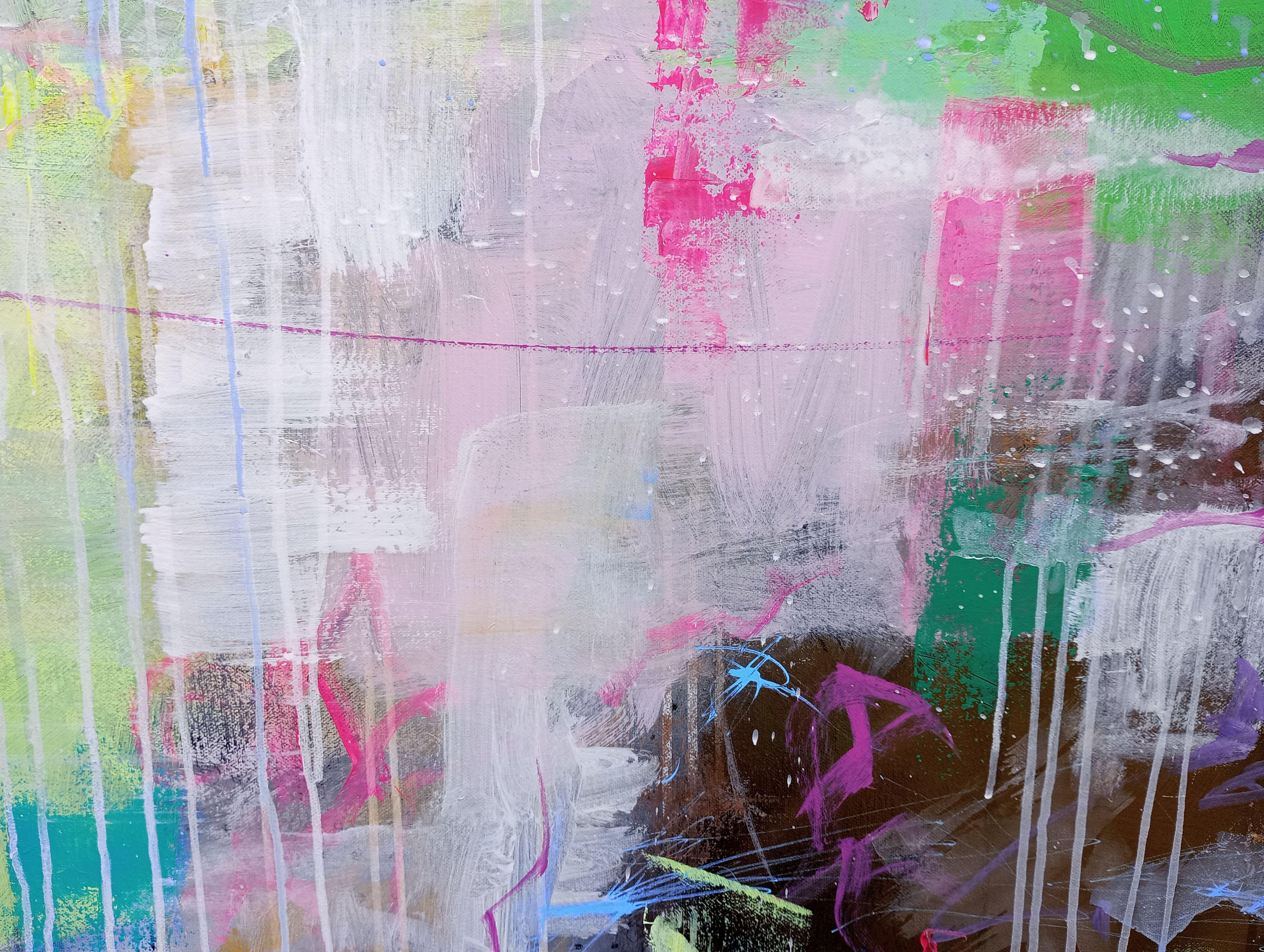 XXL Abstract A Life of Conundrums 150 x 100 cm    The colour palette is contemporary with vibrant with colorful tones. An energetic and edgy compilation, expressive with powerful brushstrokes    Overall Size 150 x 100 cms  Professional Quality Deep