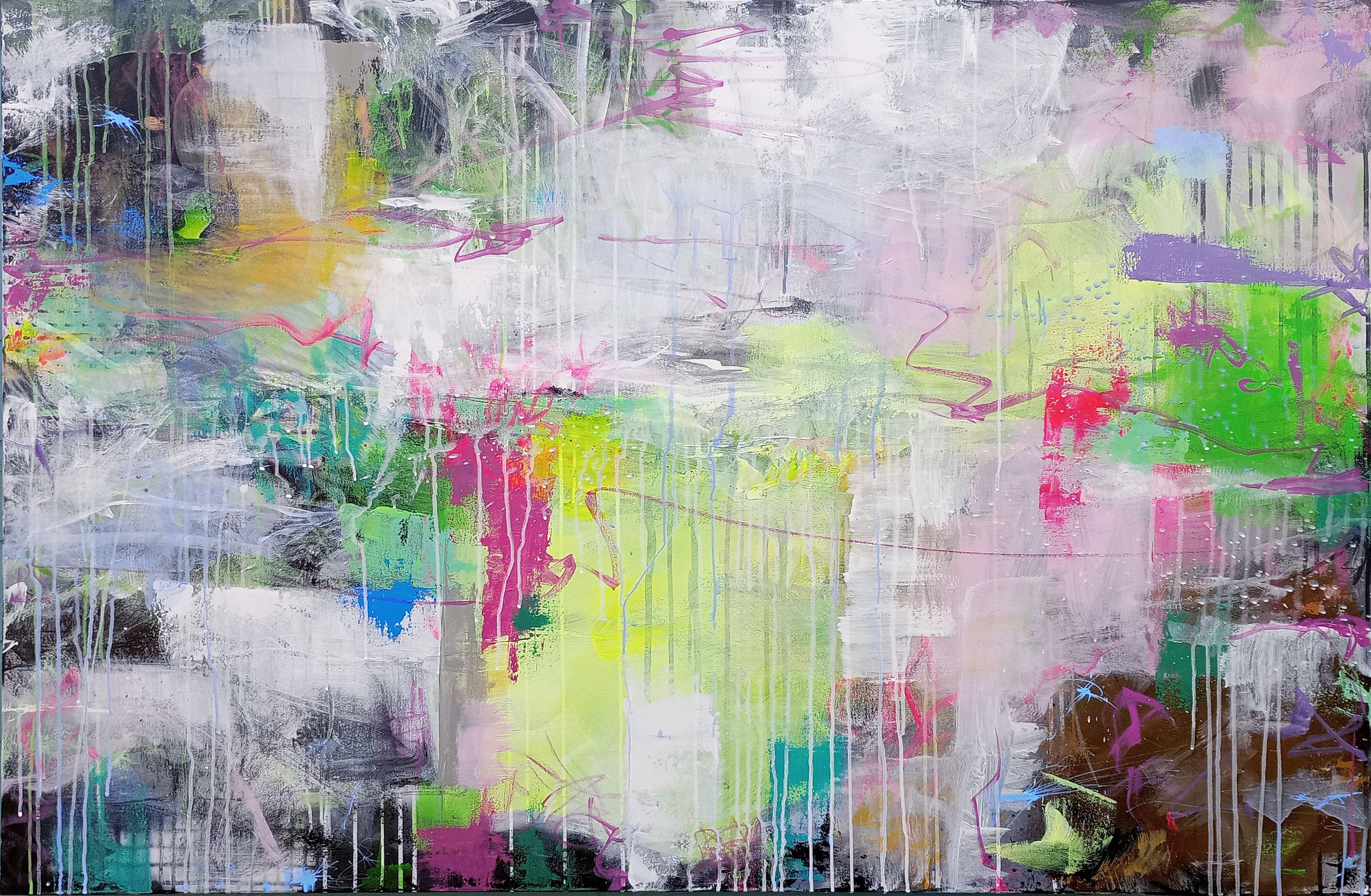 Susan Wooler Abstract Painting - XXL Abstract A Life of Conundrums 150 x 100 cm, Painting, Acrylic on Canvas