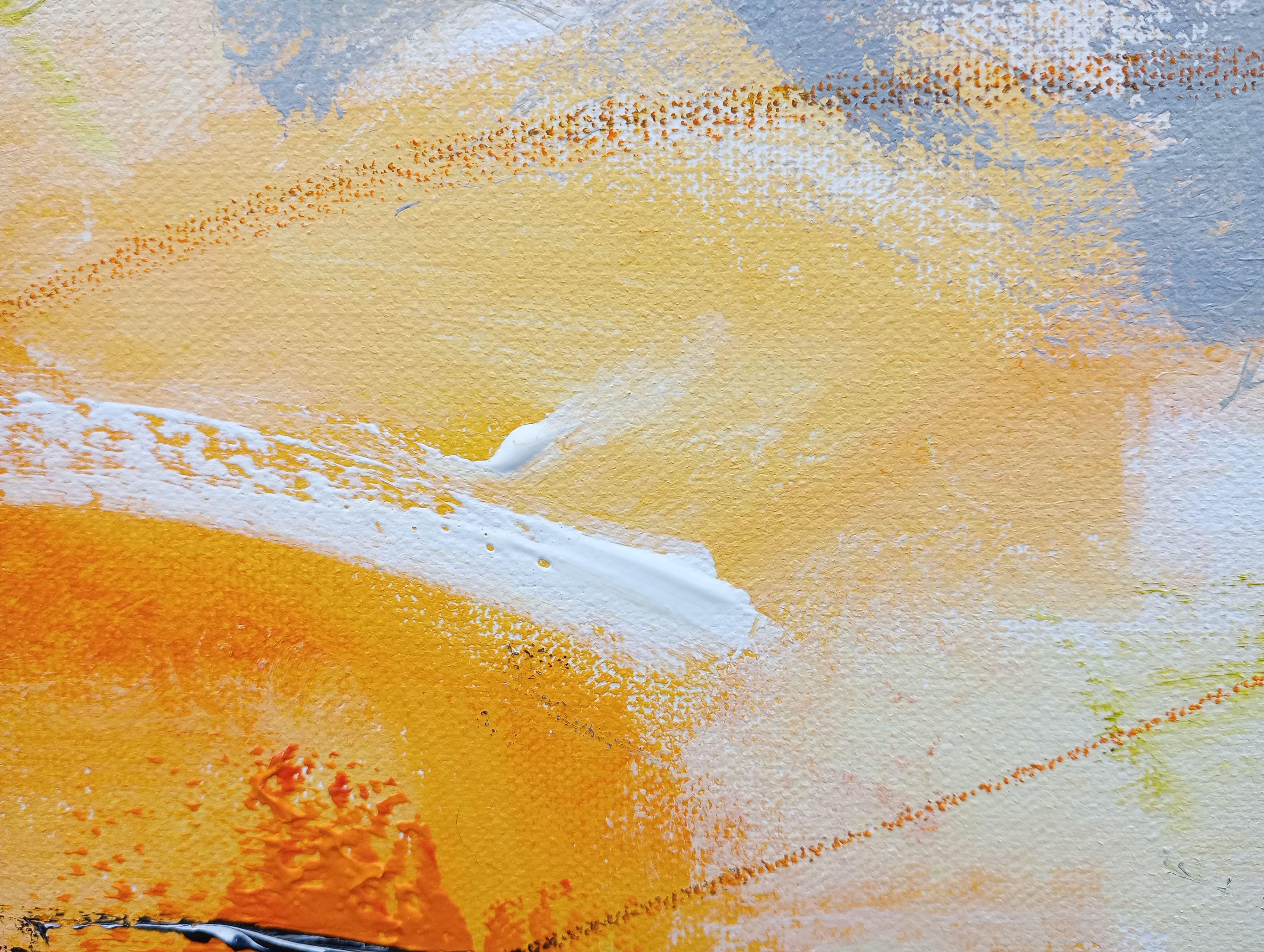 XXL Astratto Finché non brilli 100 x 100 cm, Pittura, Acrilico su tela - Abstract Painting Beige di Susan Wooler