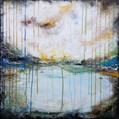 XXL Clouds over the lake 80 x 80 cm Abstract Art, Painting, Acrylic on Canvas