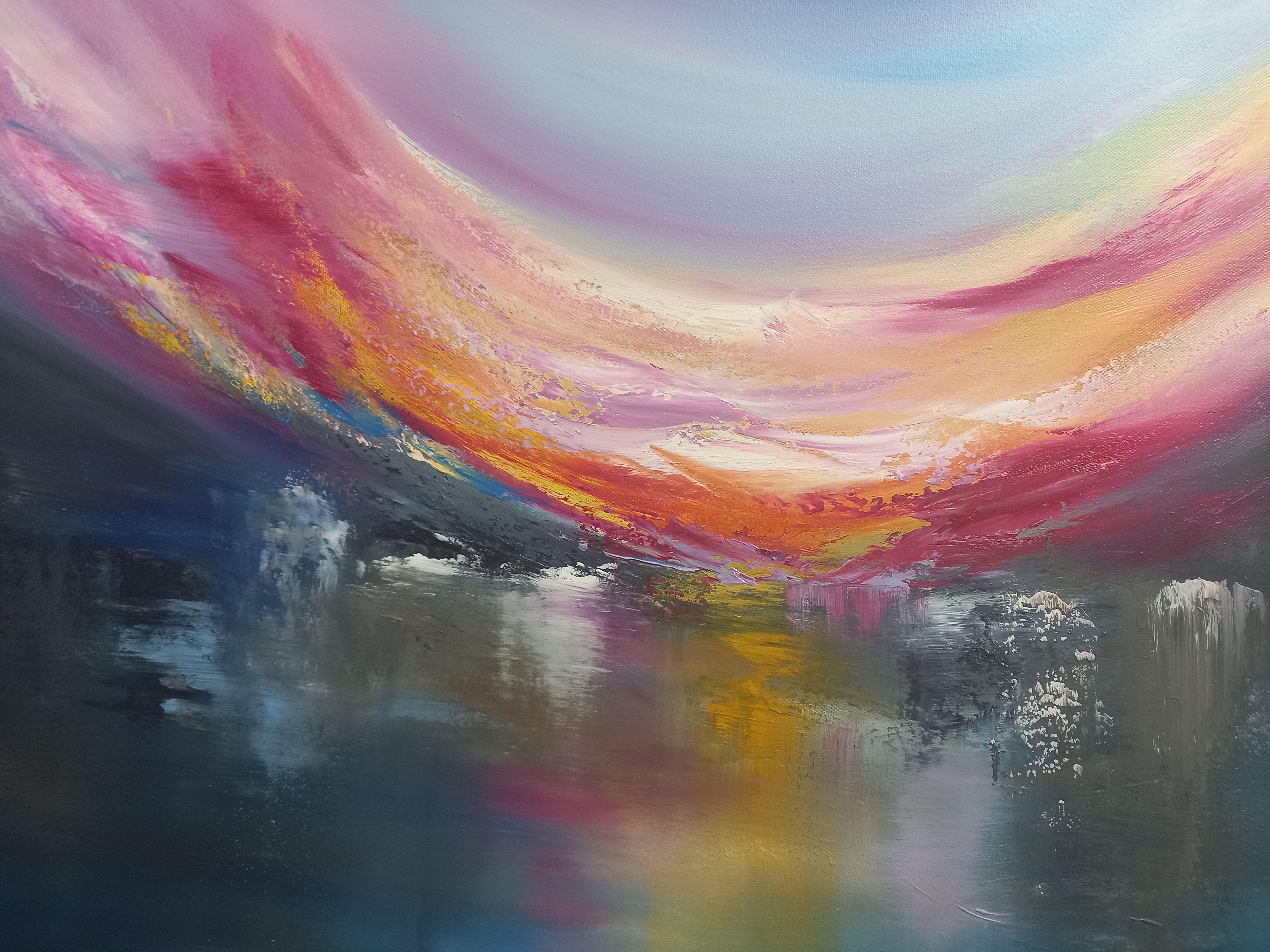 Pittura ad olio XXL Stillwater Reflections 100x100cm, Pittura, Olio su tela - Painting Impressionismo di Susan Wooler