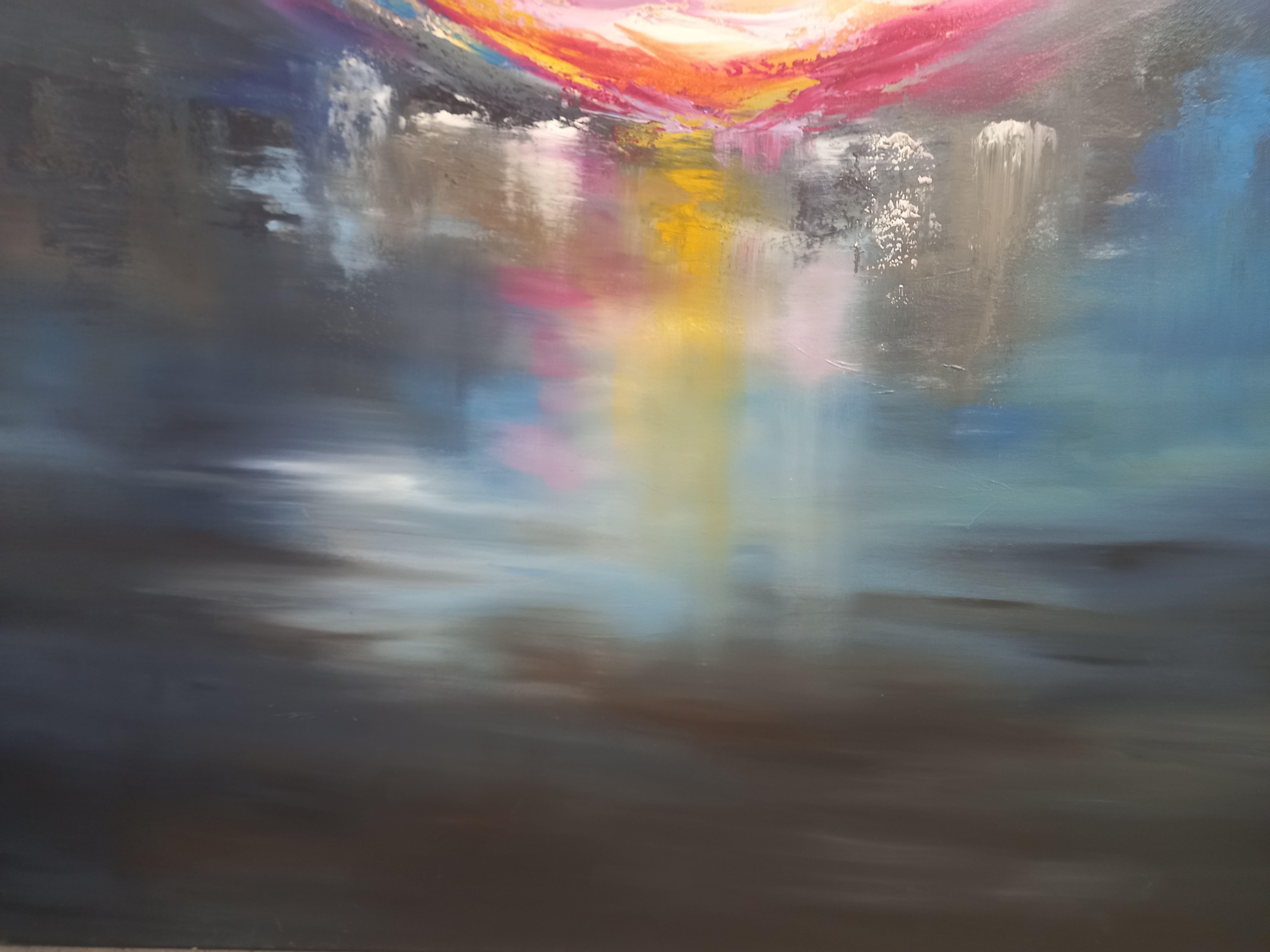 Pittura ad olio XXL Stillwater Reflections 100x100cm, Pittura, Olio su tela in vendita 1