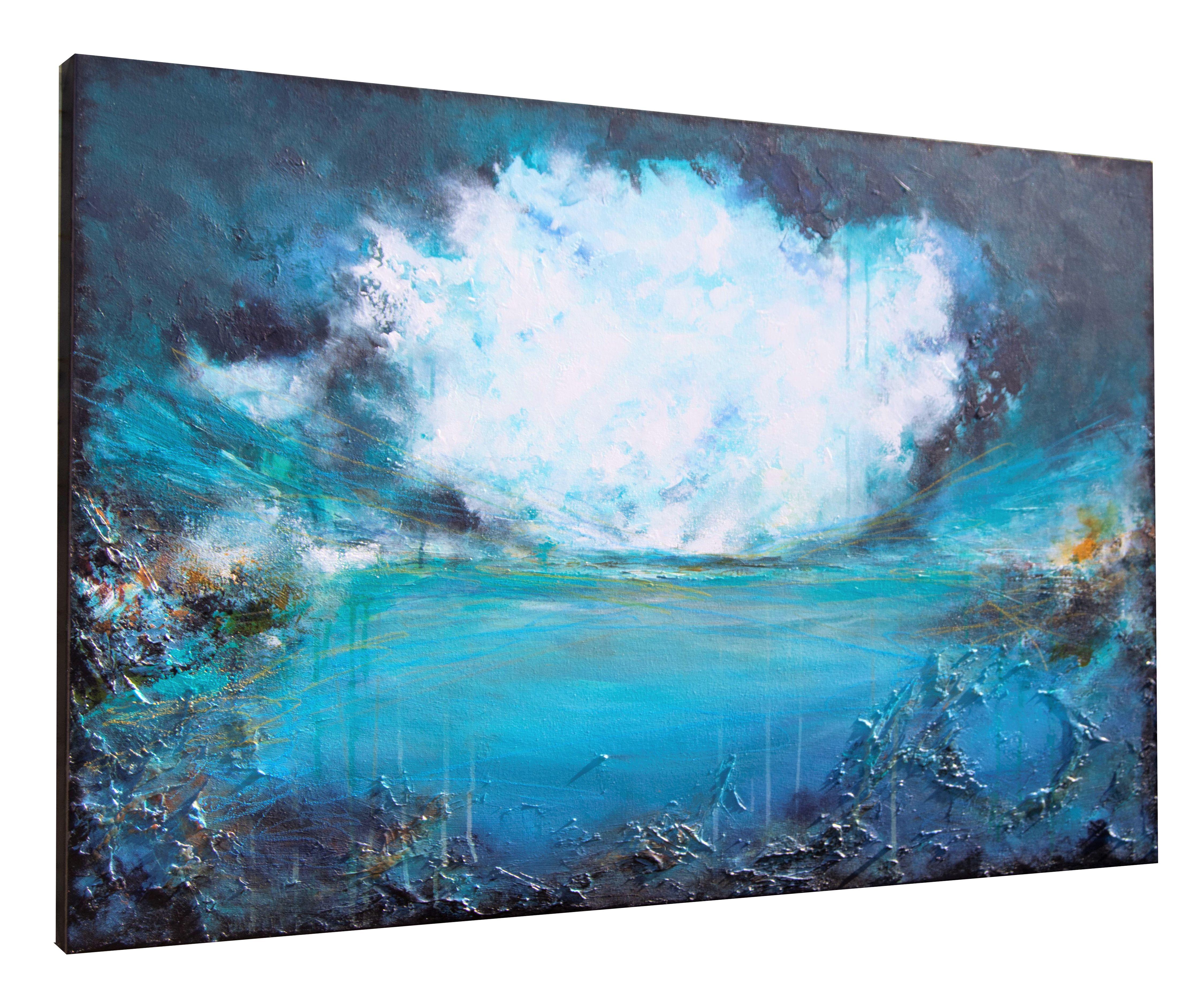 XXXL Una Bella Escapada 120 x 80 cm    Creado con muchas capas utilizando acrílico, pastel al óleo y tinta    Tamaño 120 x 80 cm  Lona profesional con bordes de 45 mm  Bordes pintados de negro  Listo para colgar  Barnizada para su protección 