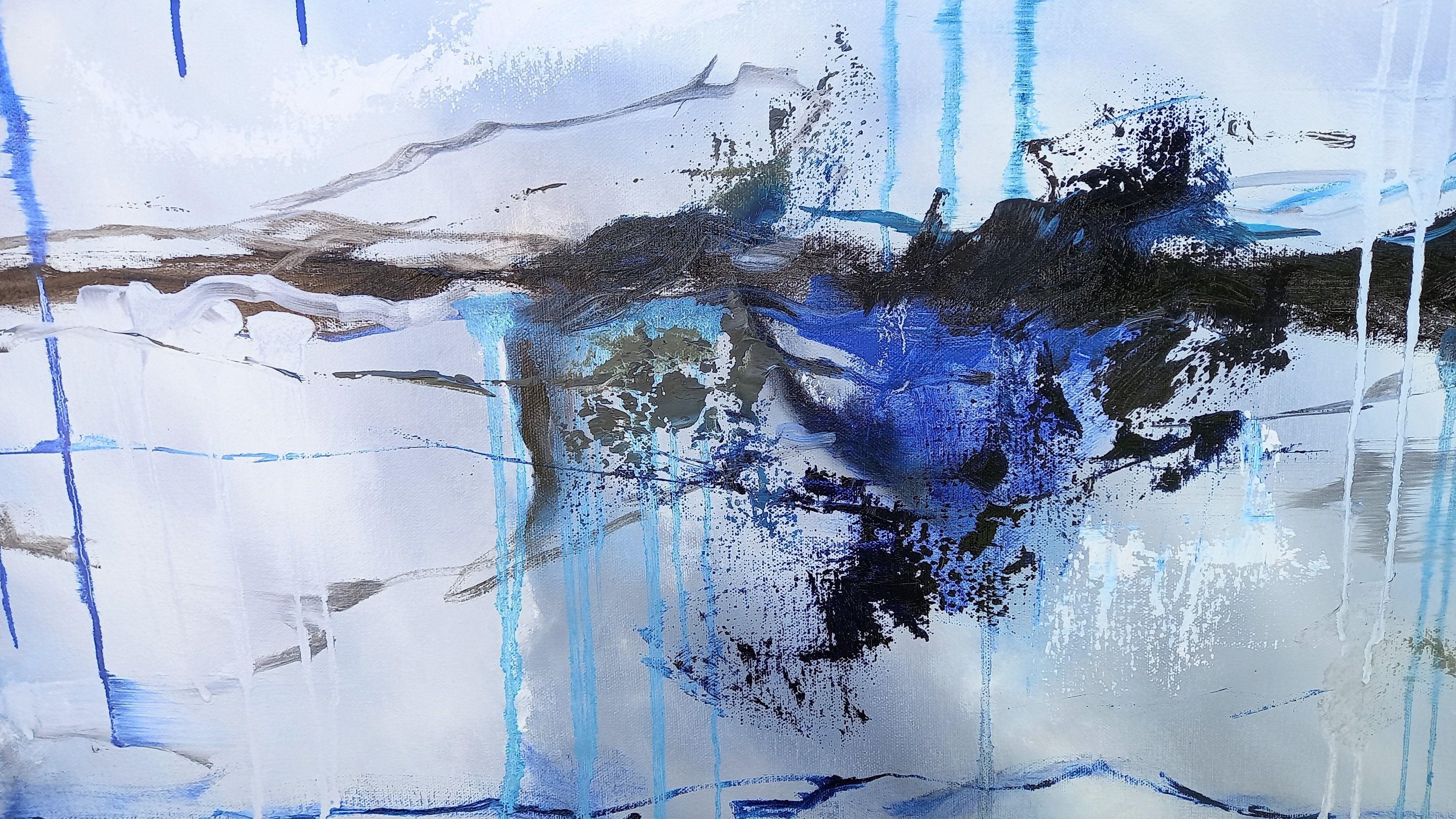 XXXL Astratto Antartide 200 x 100 cm Dittico, Pittura, Olio su tela in vendita 1