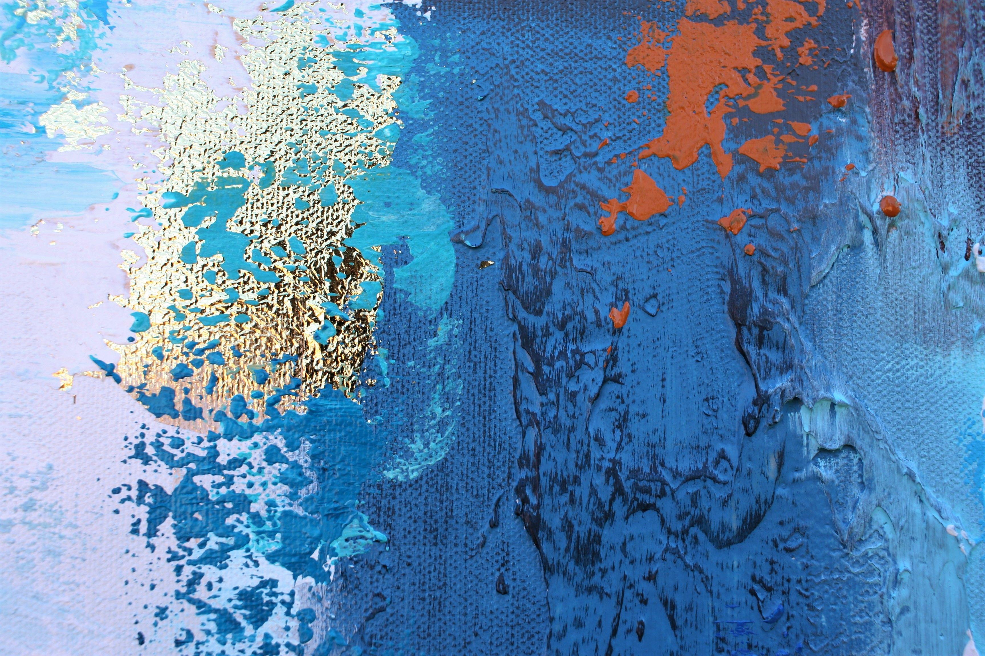 XXXL Astratto Eterno Destino 122 X 61cm Textured, Pittura, Acrilico su tela - Abstract Painting Blu di Susan Wooler
