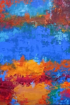 XXXL Tramonto astratto sull'oceano 120 X 80 cm Arte strutturata, pittura, acrilico su tela