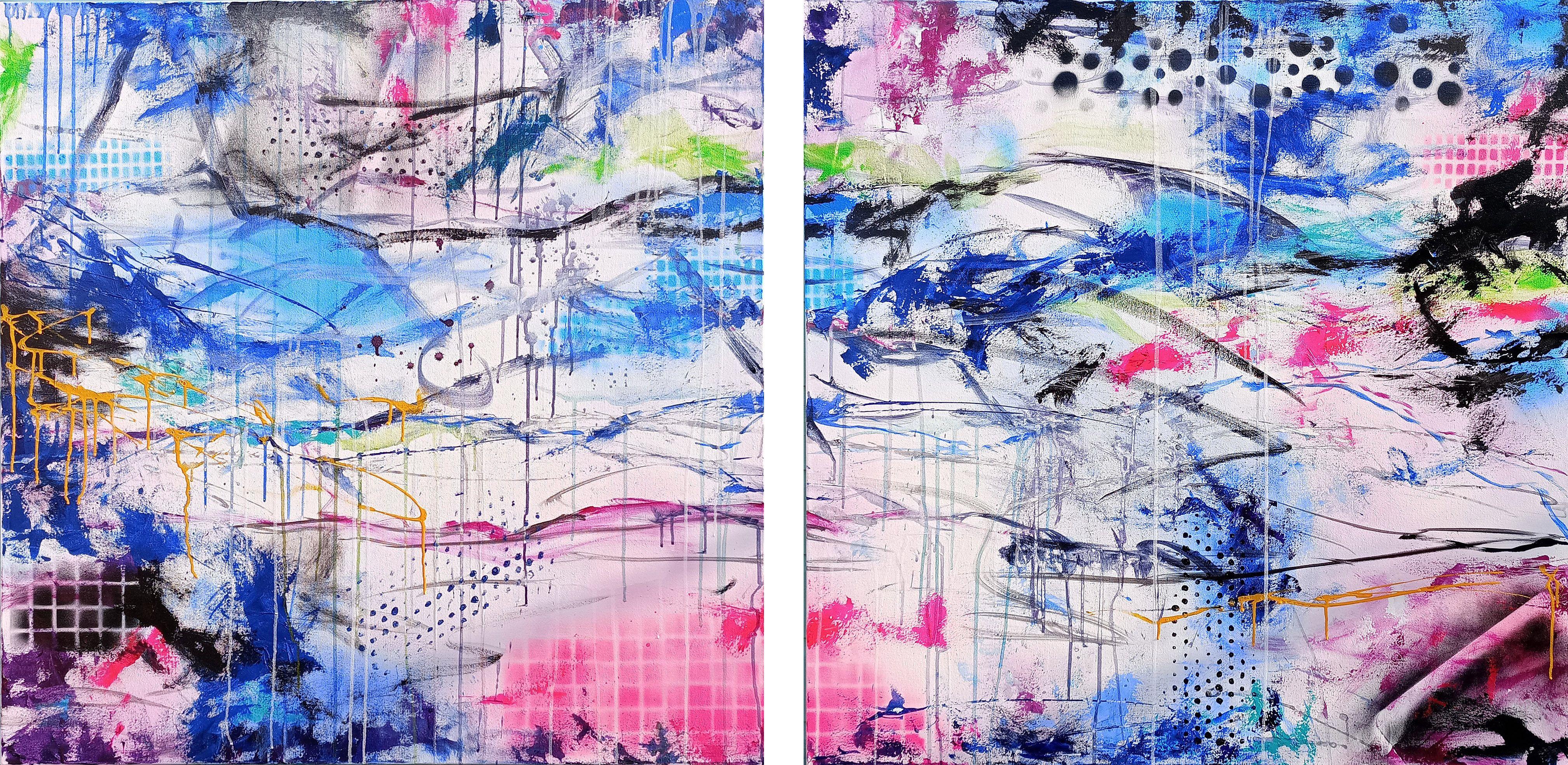 Abstract Painting de Susan Wooler - XXXL Abstracto El otro lado de mí 200X100CM, Pintura, Acrílico sobre lienzo