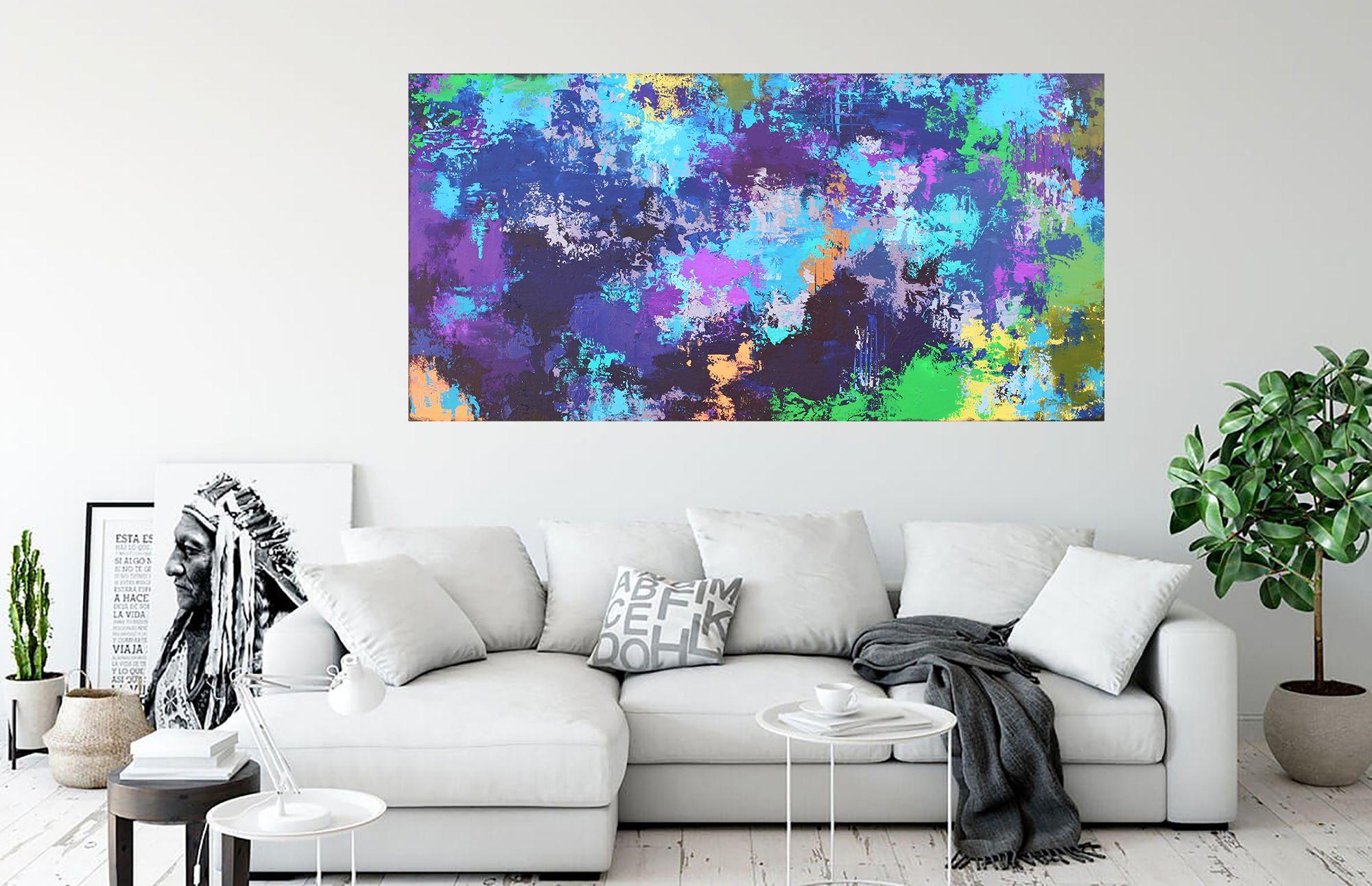 XXXL Abstract Toulouse 122 X 61cm Textured Abstrac, Painting, Acrylic on Canvas - Blue Abstract Painting by Susan Wooler