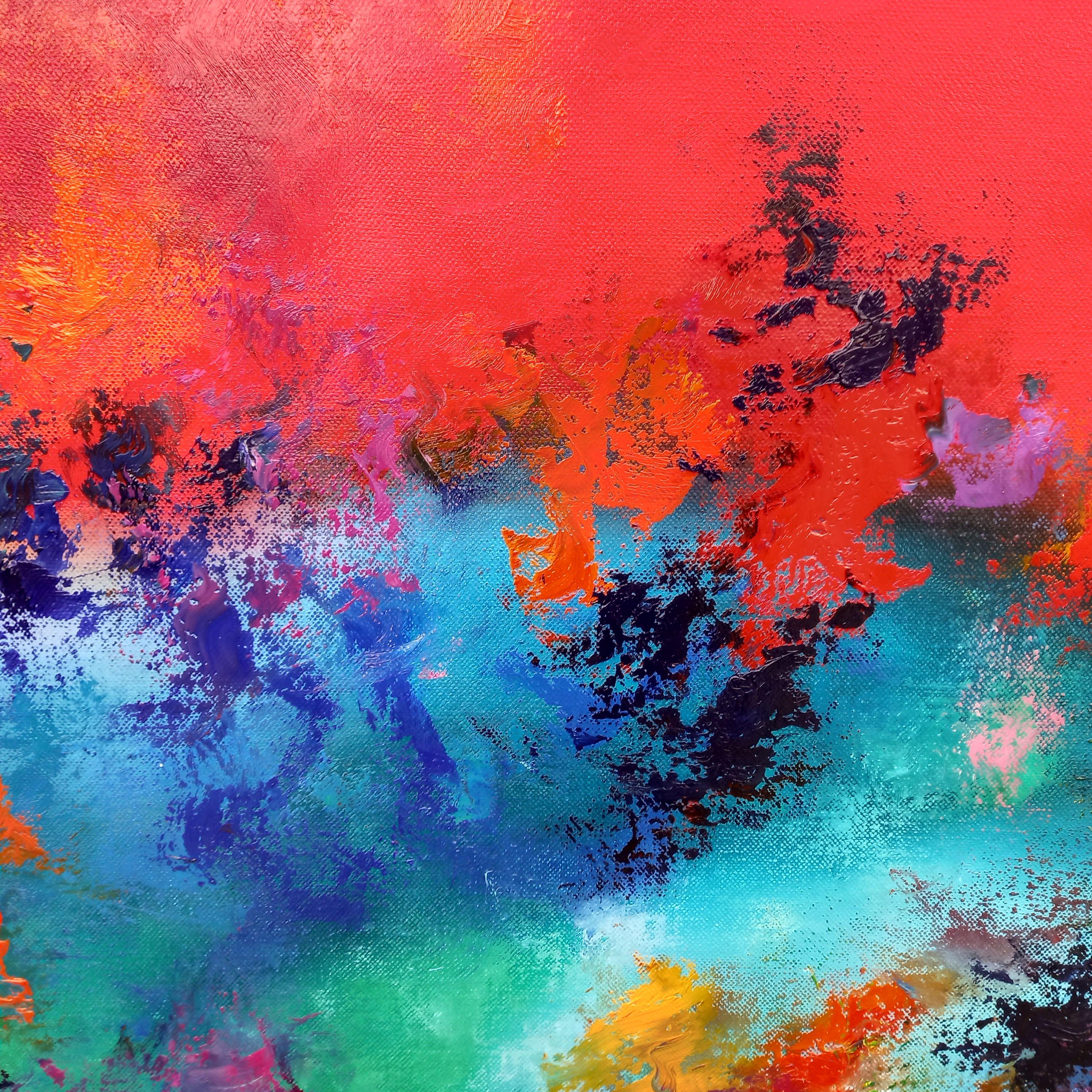 XXXL Óleo Promesa Oriental 160 x 80 cm, Pintura, Óleo sobre lienzo - Abstract Painting Rosa de Susan Wooler