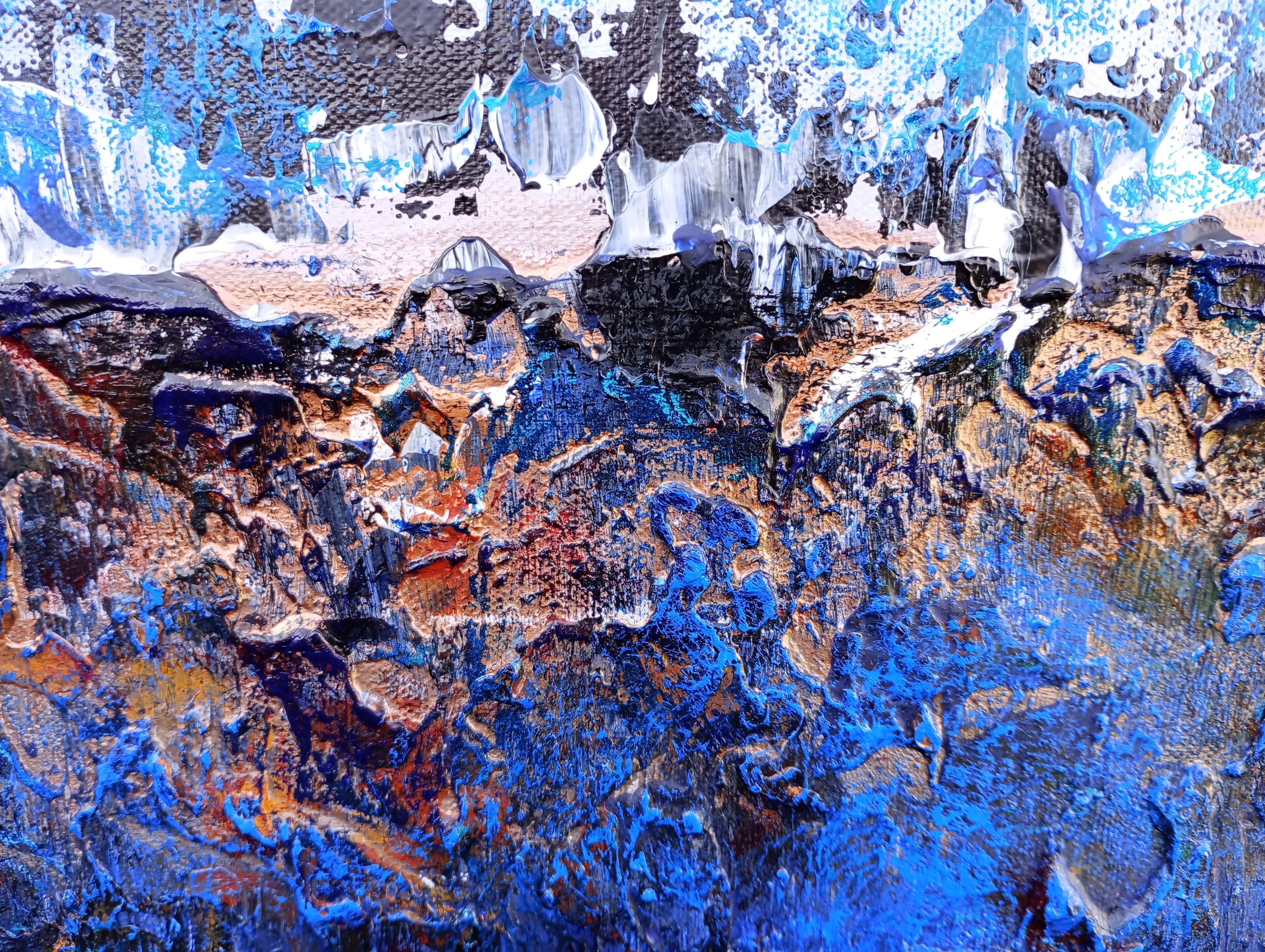 XXXL Sombras de medianoche 122 x 92cm Arte con textura, Pintura, Acrílico sobre lienzo - Painting Abstracto de Susan Wooler