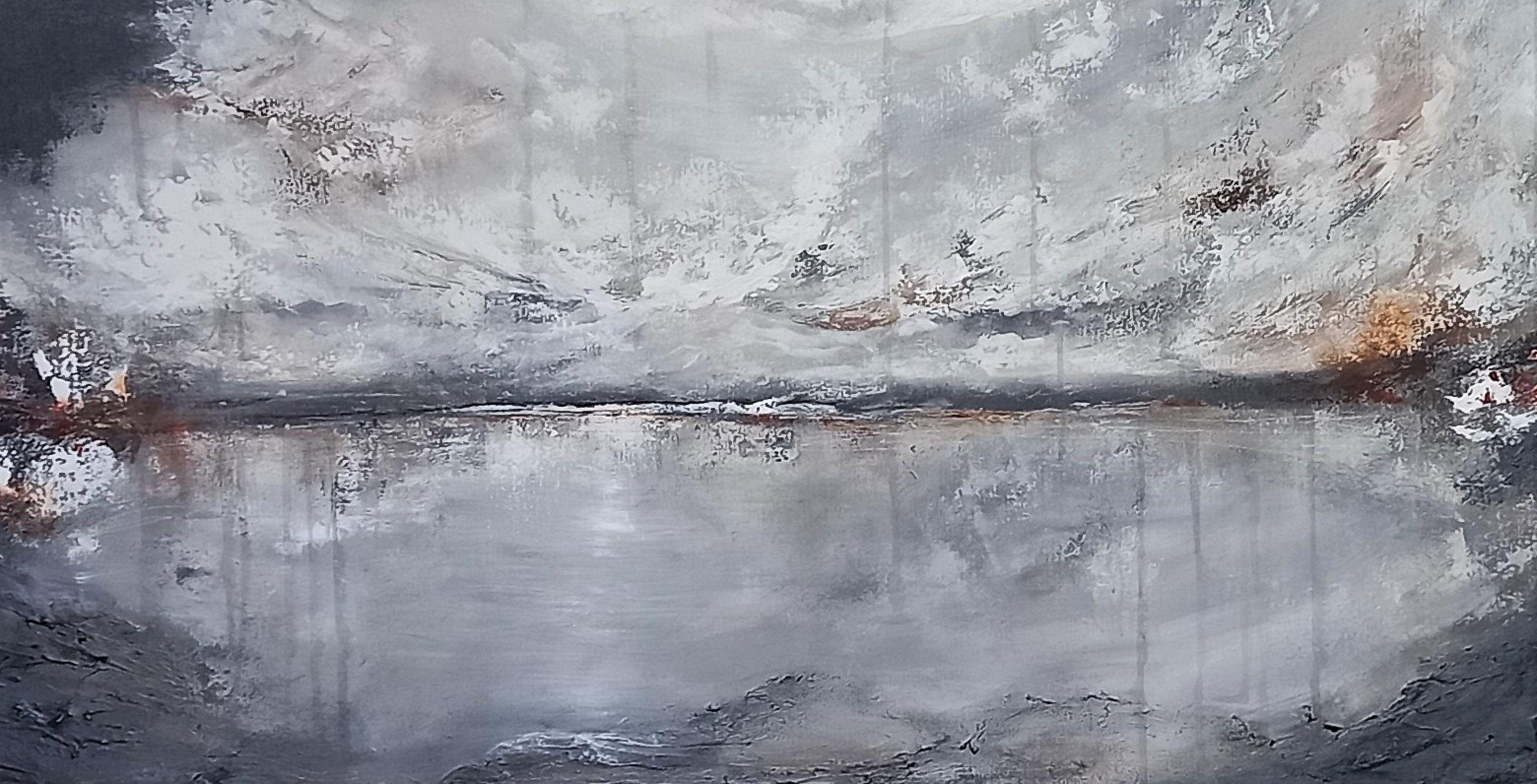 XXXL Morning Mist 120 x 80 cm    Creato con molti strati utilizzando acrilico, pastello a olio e inchiostro    Dimensioni 120 x 80 cm  Pittura strutturata  Tela professionale con bordi profondi  Bordi verniciati di nero  Pronto per essere appeso 