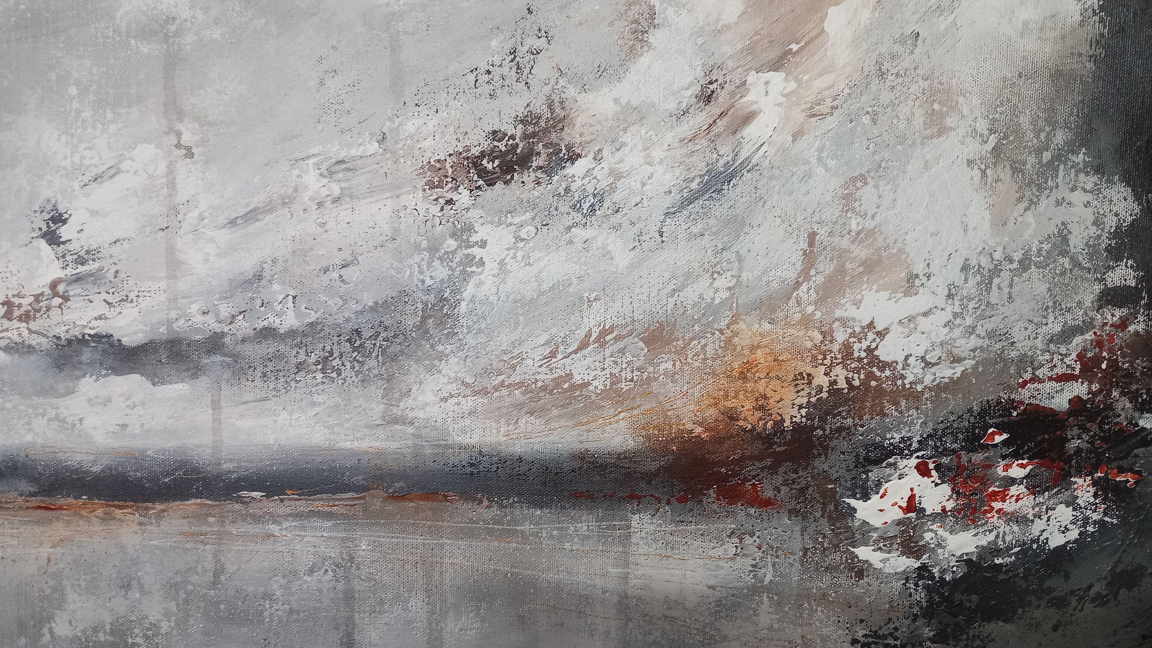 XXXL Morning Mist 120 x 80 cm Arte strutturata, Pittura, Acrilico su tela 1