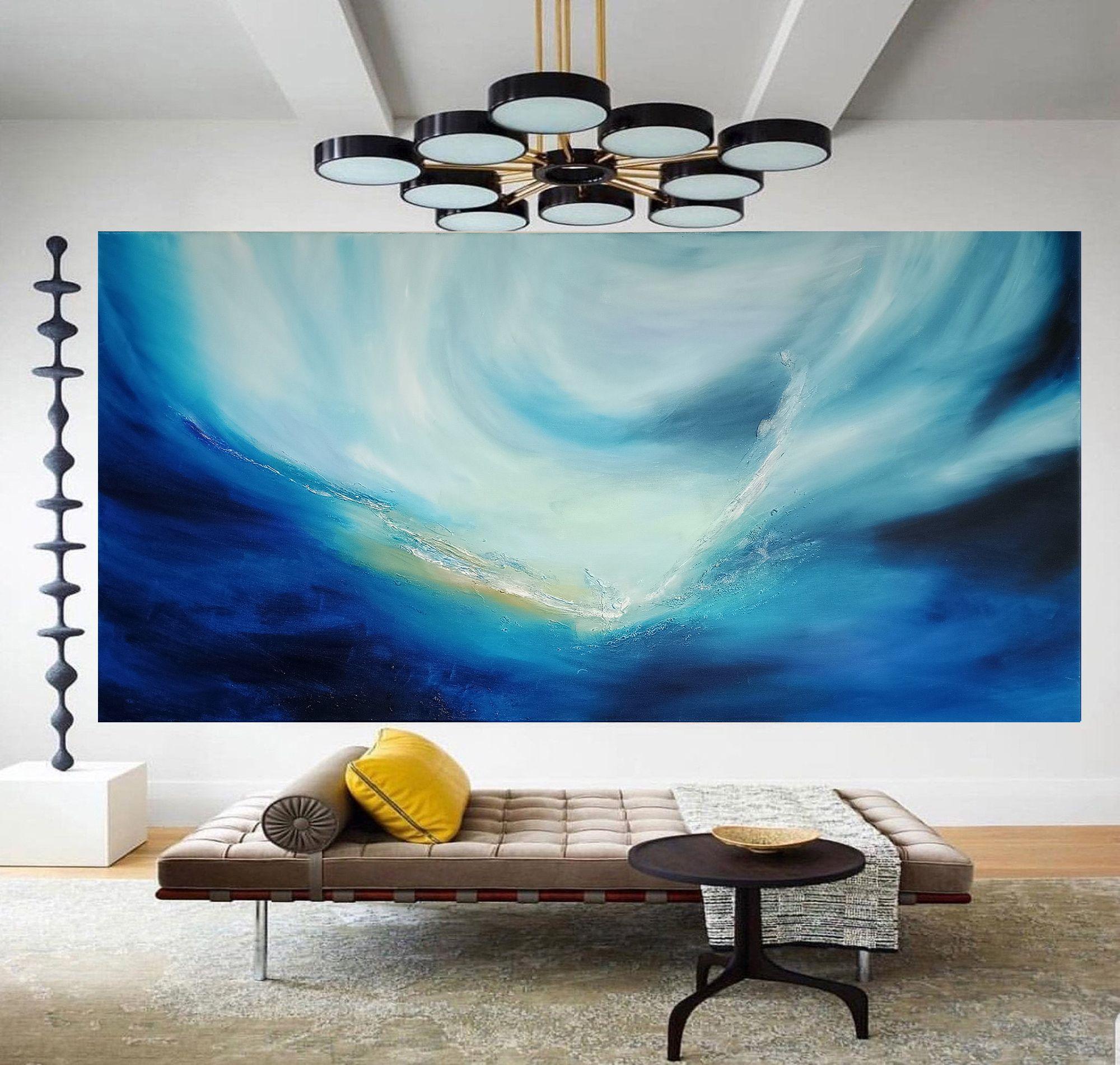 XXXL Océano de Emoción 160 x 80 cm, Pintura, Acrílico sobre lienzo - Painting Expresionismo abstracto de Susan Wooler