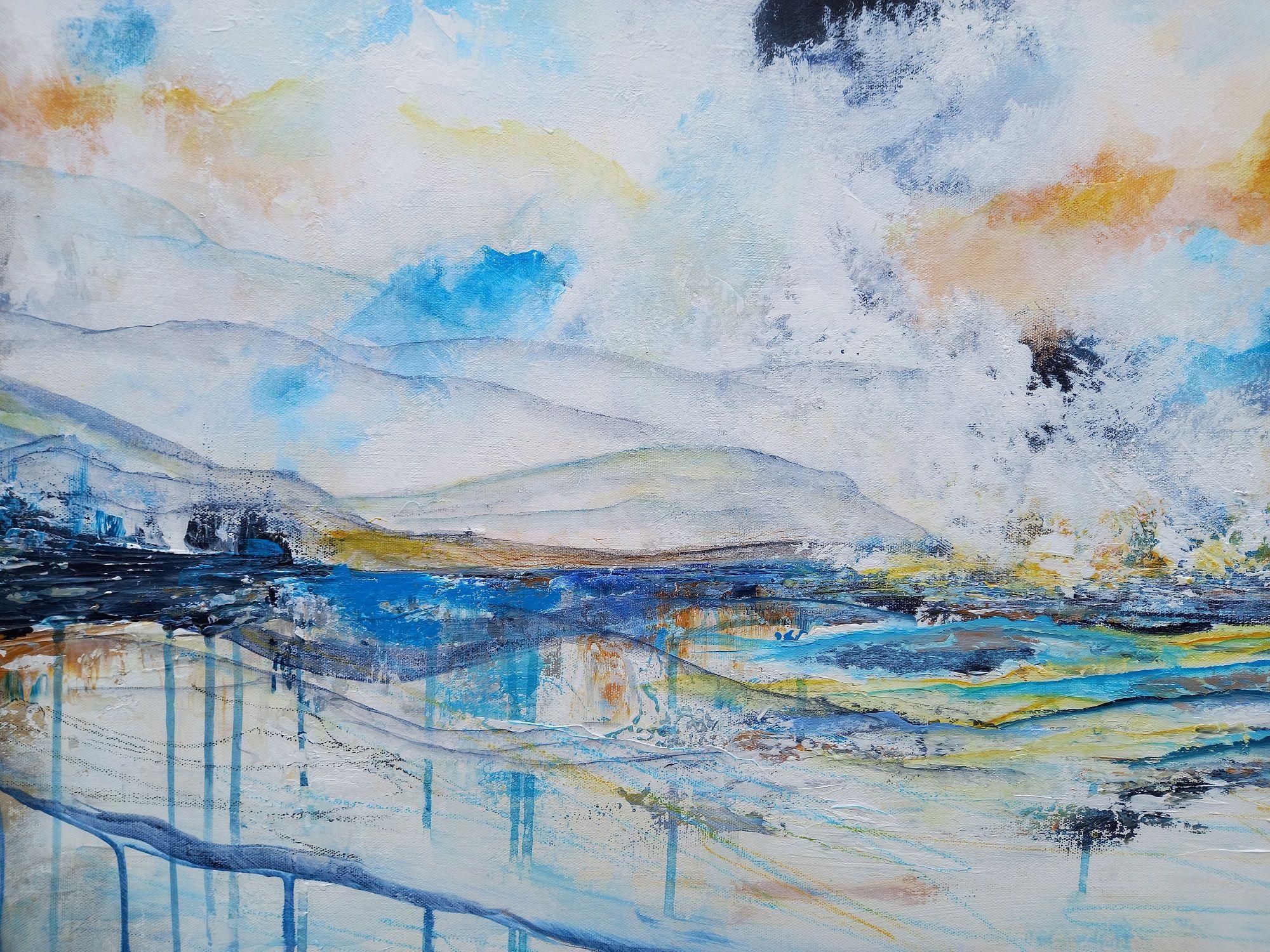 XXXL Reflections of the Hills 120 x 80 cm, Painting, Acrylic on Canvas For Sale 2