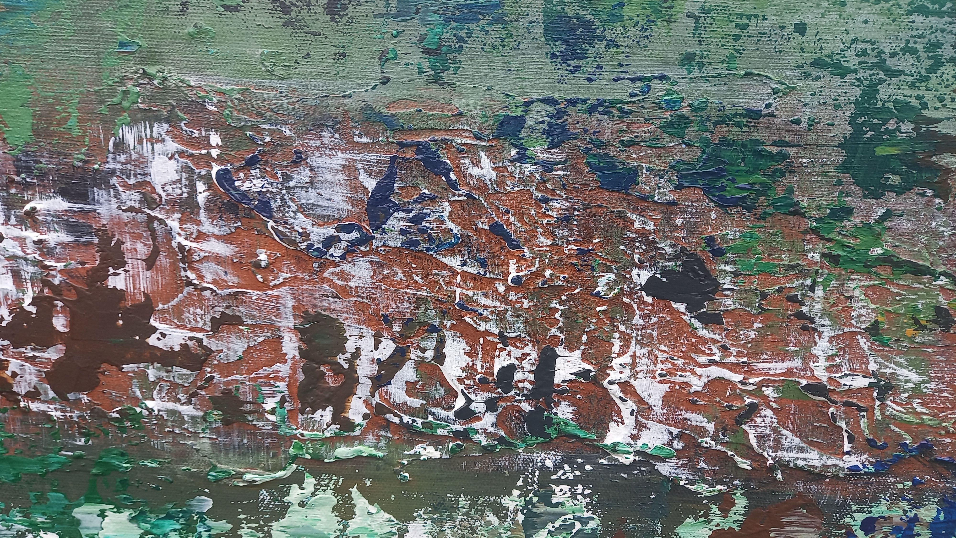 XXXL Passeggiata nel bosco 120 x 80 cm    Creato con molti strati utilizzando l'acrilico e la texture    Ispirati alle meravigliose passeggiate nei boschi del Wales and Wales    Dimensioni 120 x 80 cm  Pittura strutturata  Tela professionale con
