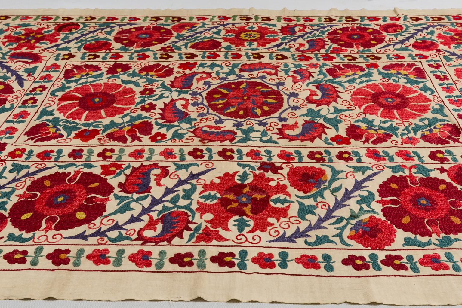 Uzbek SUSANI Embroidered Tapestry For Sale