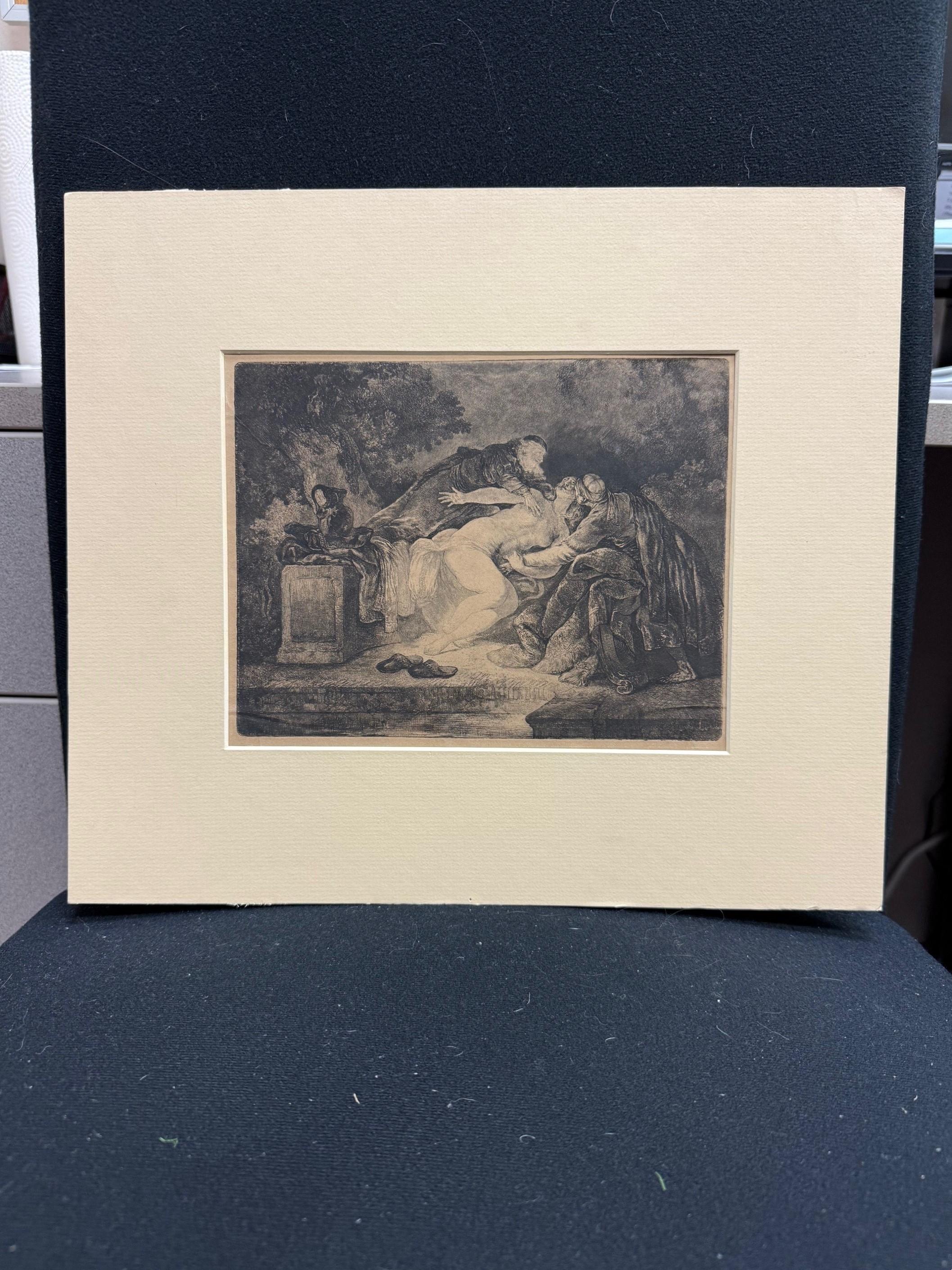 Susanna e gli anziani Acquaforte di Jean Pierre Norblin-de la Gourdaine 1776.
La storia di Susanna è un breve racconto contenuto nel Libro di Daniele che narra di una ricca donna ebrea babilonese che viene ingiustamente accusata di adulterio.
Due