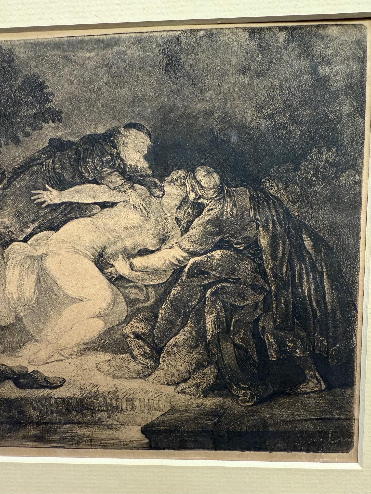 Susanna e gli anziani Acquaforte, Jean Pierre Norblin de la Gourdaine 1776 In condizioni buone in vendita a Stamford, CT