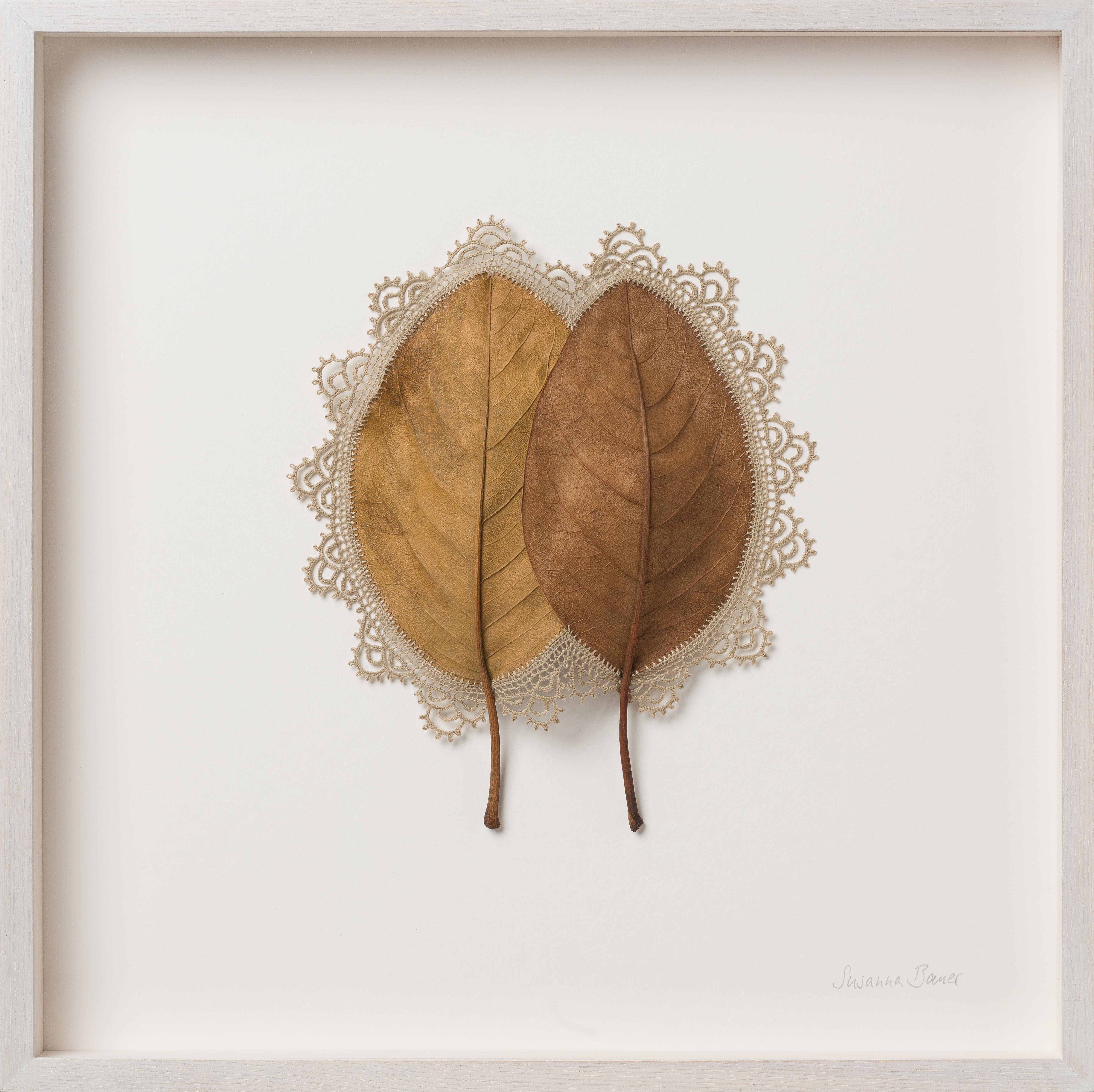 Everything That Surrounds Us II -Intricate contemporary crochet leaf nature art - Mixed Media Art by Susanna Bauer