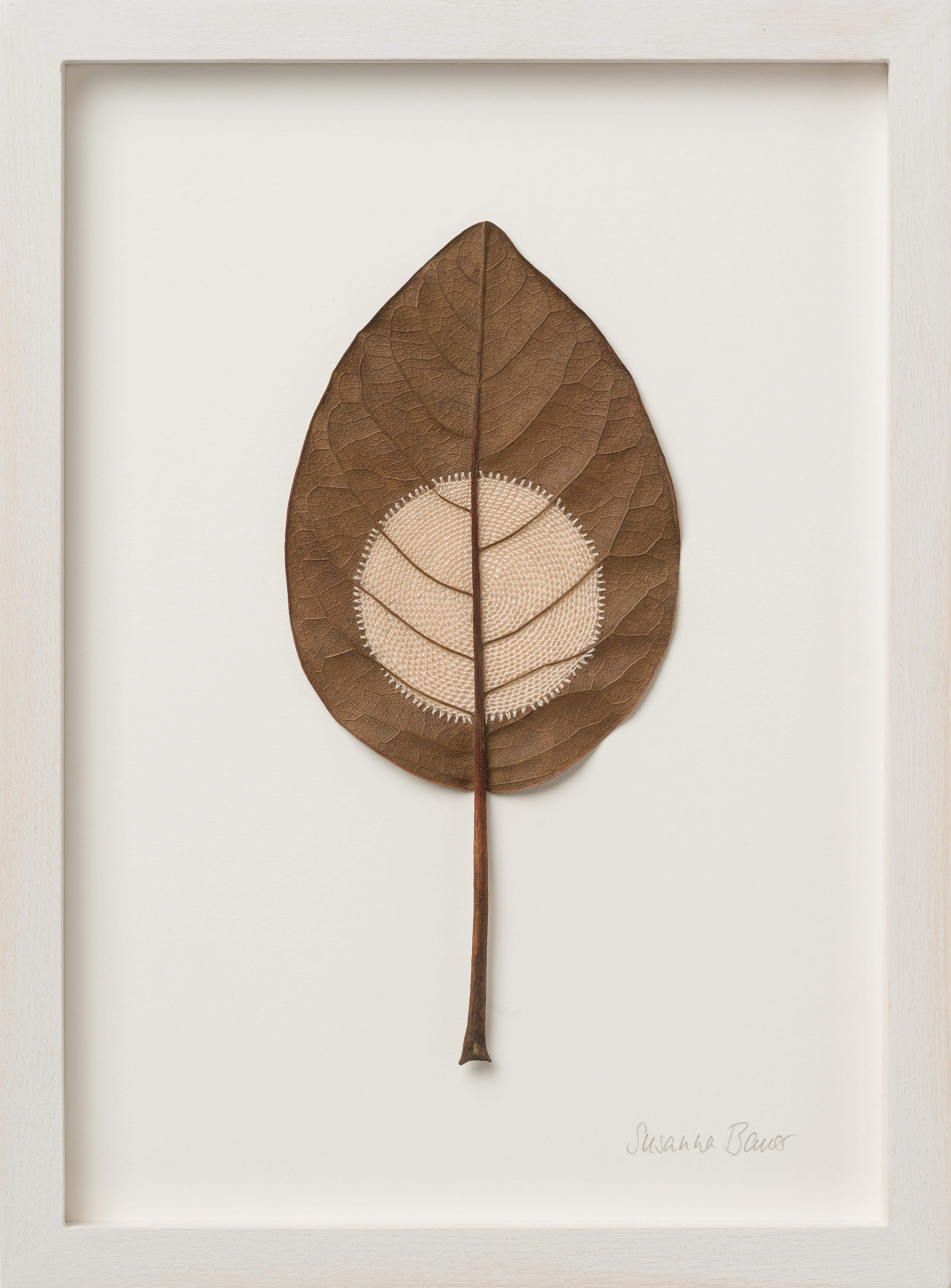 Moon XXXV - Intricate contemporary crochet leaf nature art - Mixed Media Art by Susanna Bauer
