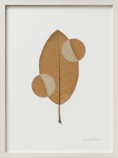 Outwards - intricate embroidery on dried magnolia leaf framed nature art