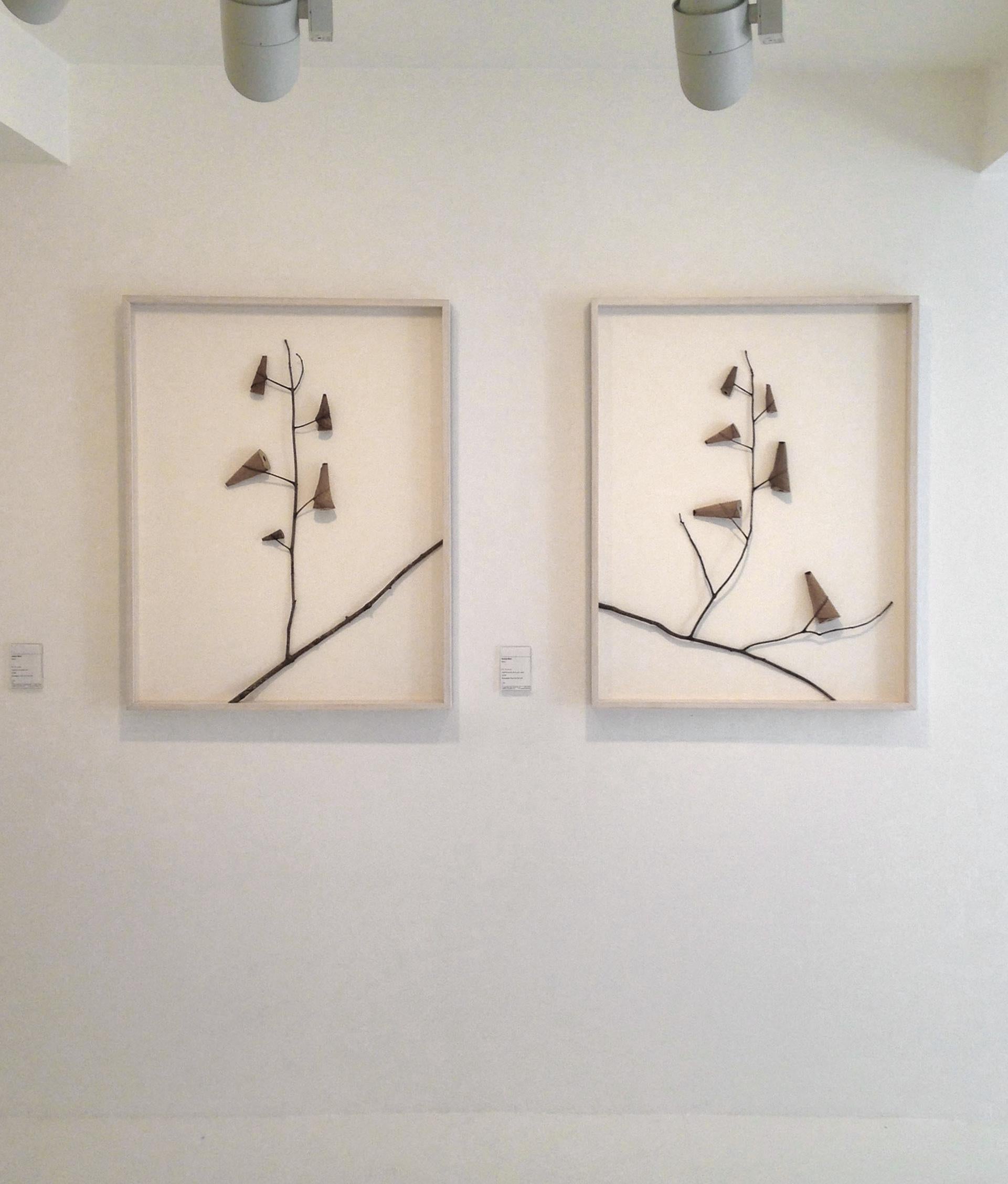 Díptico Rising I y II -Intrincado arte de la naturaleza con hojas de ganchillo contemporáneo - Mixed Media Art Contemporáneo de Susanna Bauer