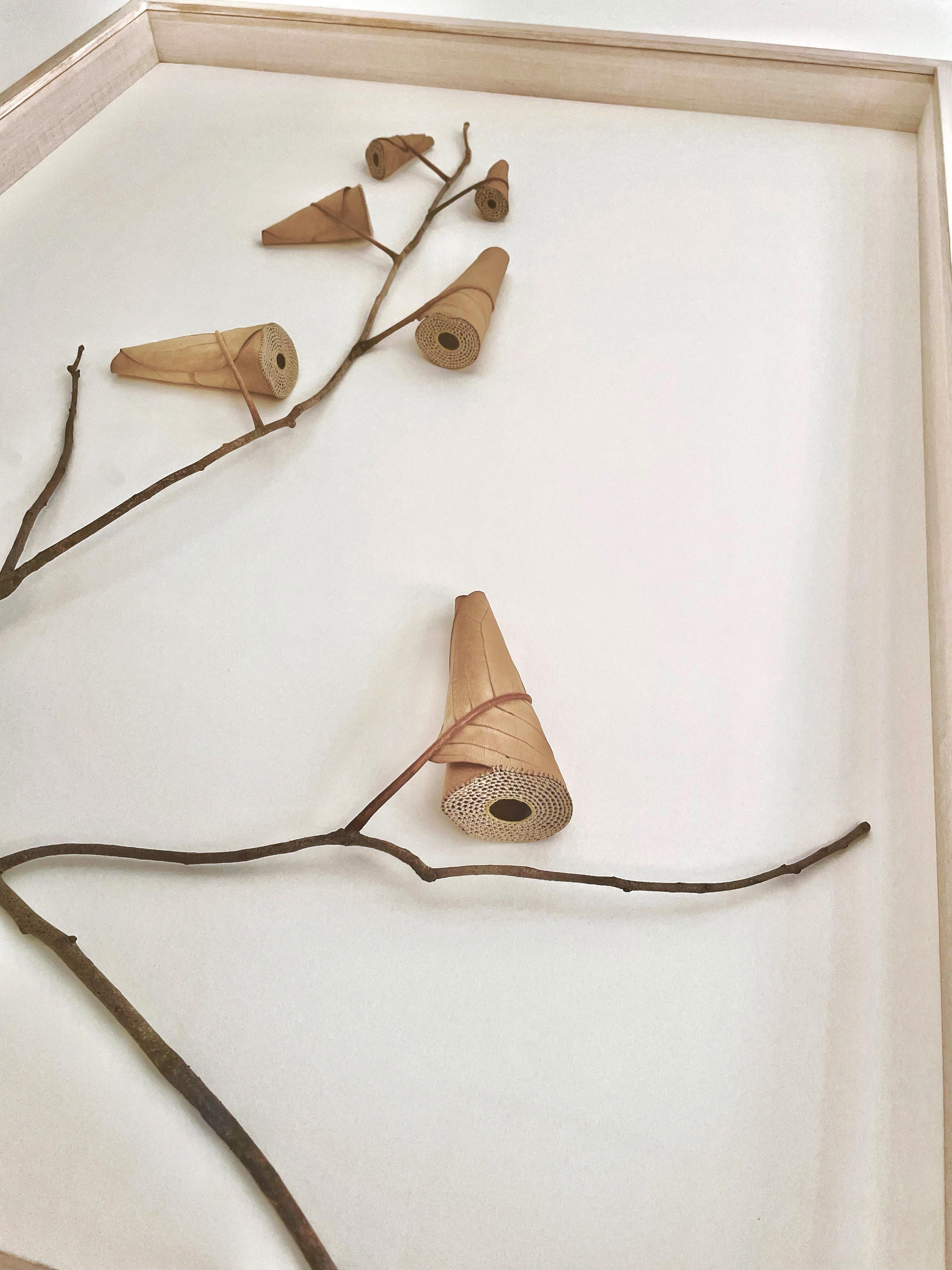 Díptico Rising I y II -Intrincado arte de la naturaleza con hojas de ganchillo contemporáneo en venta 5