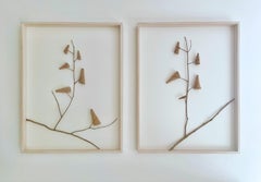 Dittico Rising I e II - Arte della natura con foglie all'uncinetto contemporanea e complessa