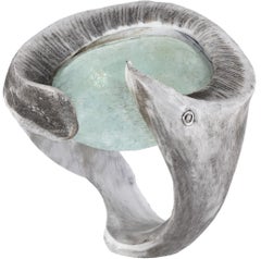 Susanna Dunne Iridescent Aquamarine Diamond Faux Bone Coctkail Ring