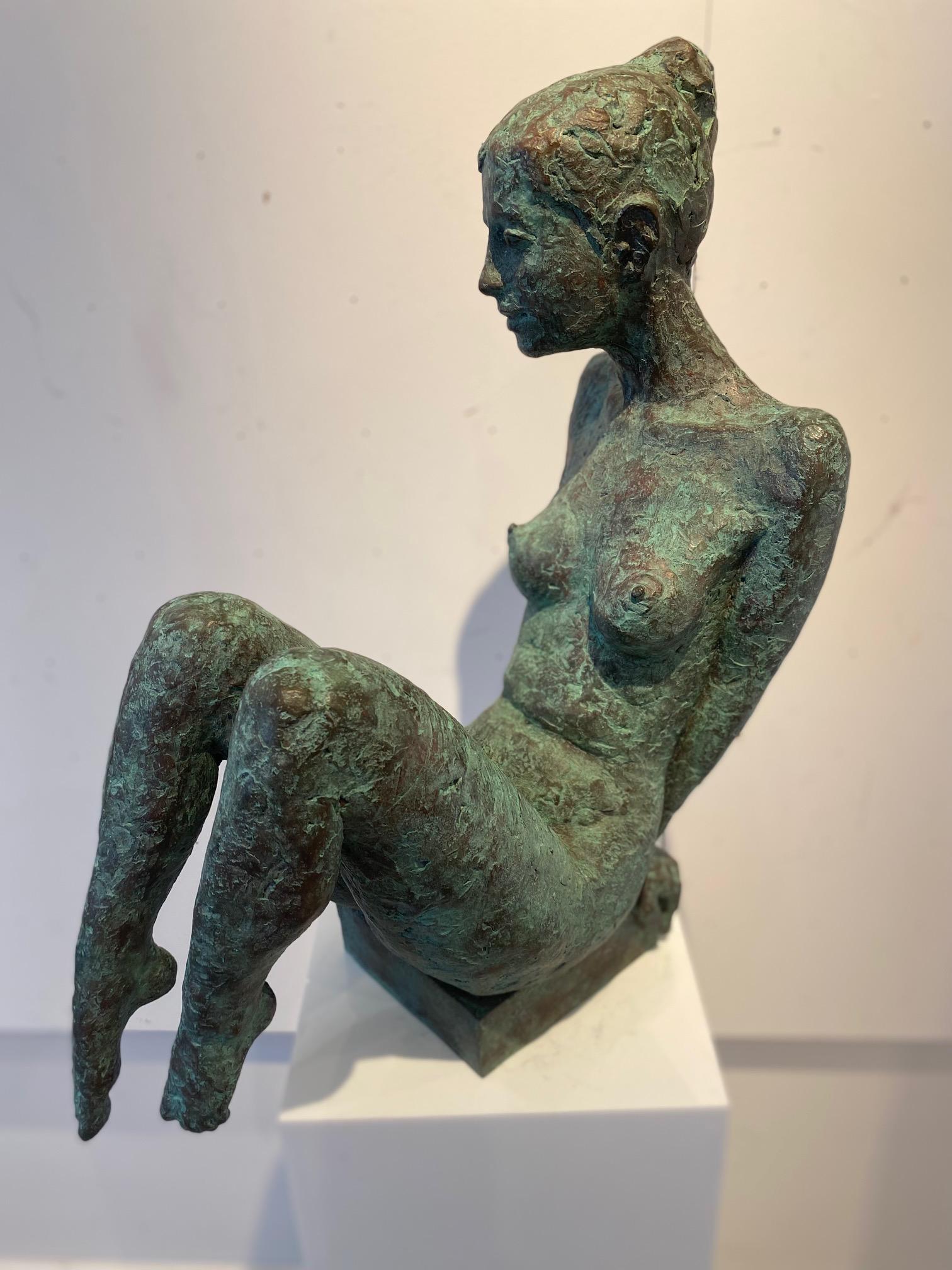 At the Water (Am Wasser)  contemporary bronze sculpture, nude female lifted legs For Sale 2