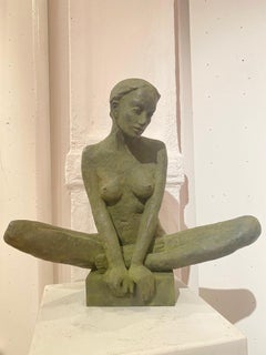Middle - contemporary bronze sculpture of nude female resting in Yoga position