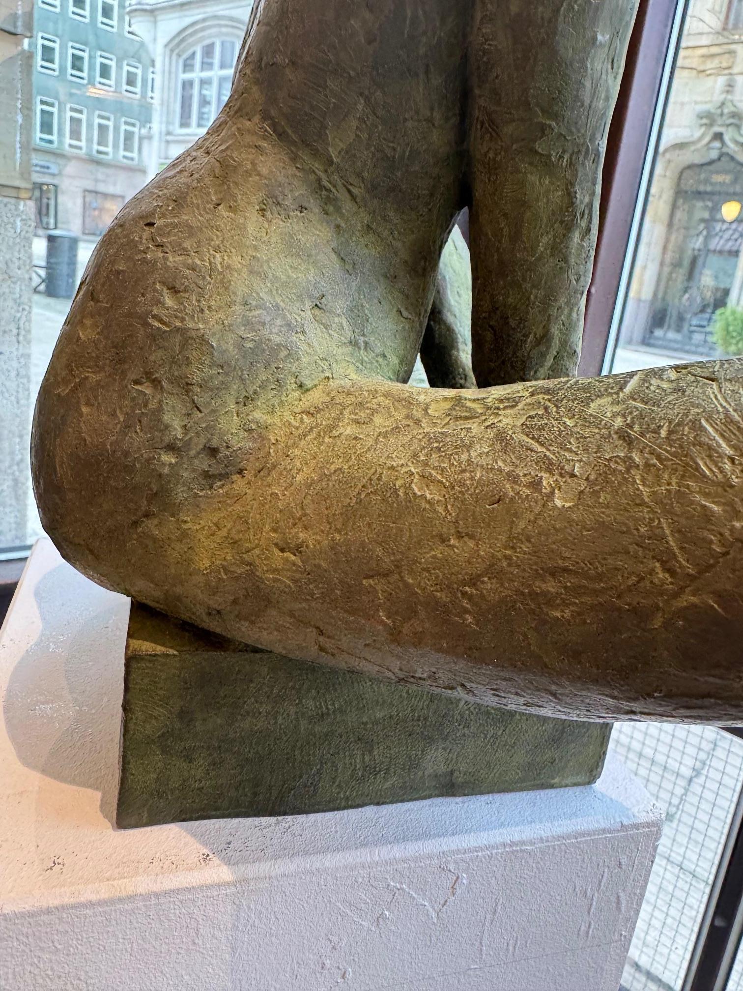 Middle - popular contemporary nude female bronze sculpture in meditative pose For Sale 1