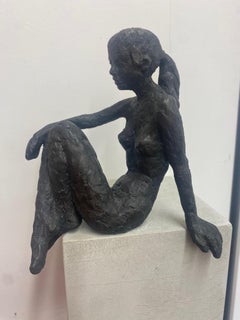 On the Water's Edge XIV - contemporary bronze sculpture of nude female