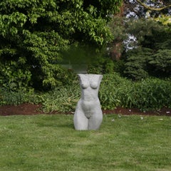 Used Torso - contemporary figurative sculpture of female torso as garden sculpture
