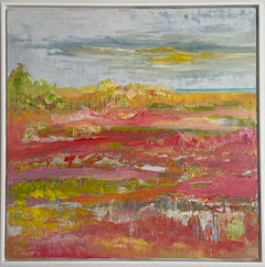 "Coral Landscape 2" A Pink And Yellow Contemporary Landscape By Susanne Kurdahl