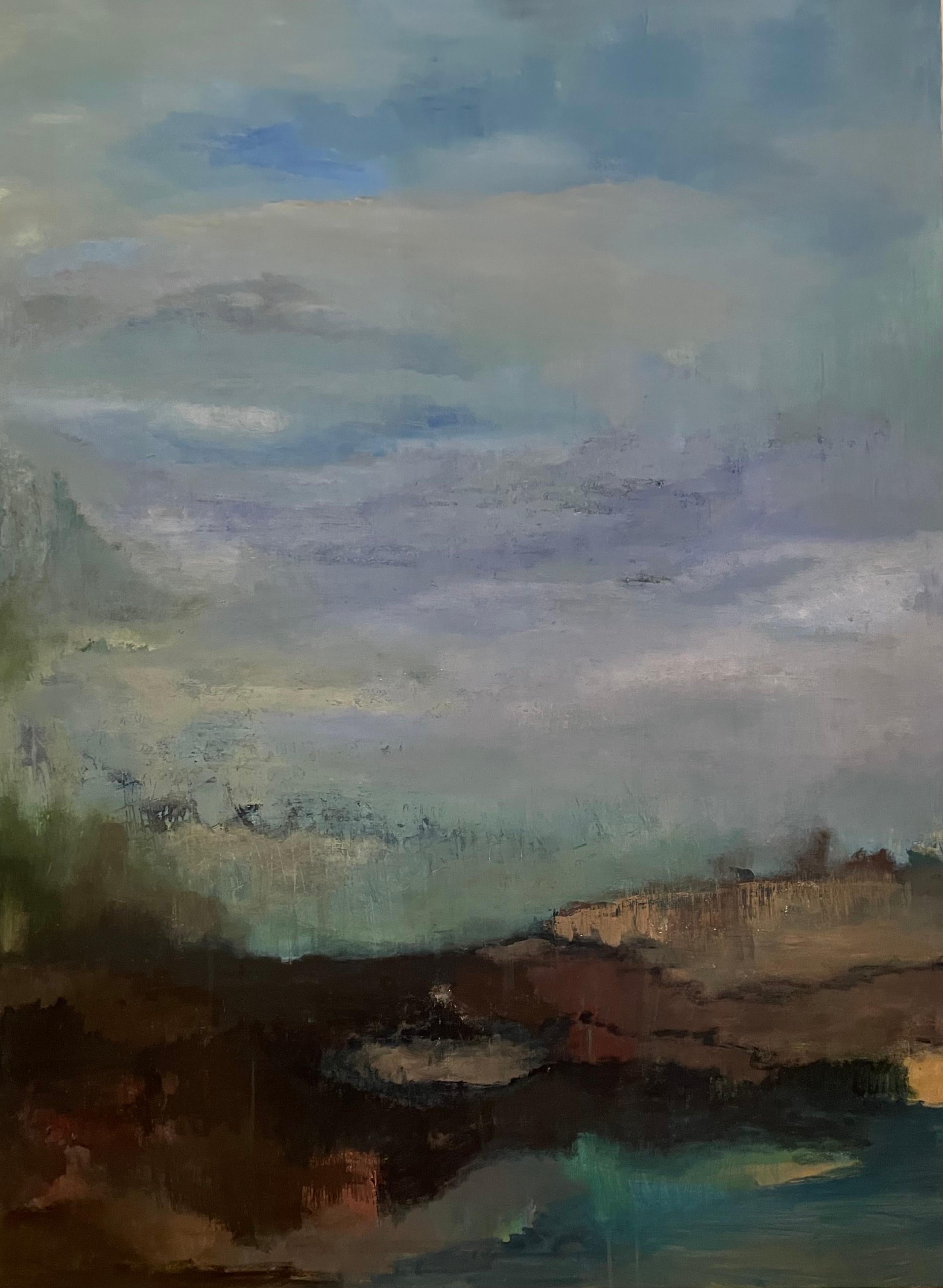 Susanne Kurdahl Vesterheden Landscape Painting – "Himmel und Meer 1" Übergroßes Contemporary Dark Blue Skyscape von Susanne Kurdahl