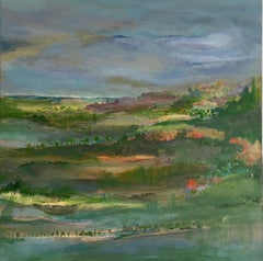 "The Green One" Paysage abstrait contemporain extra-large de Susanne Kurdahl