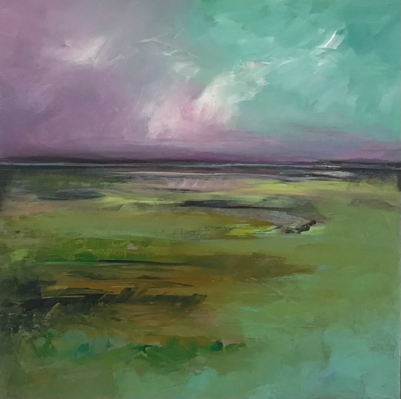Landscape Painting de  Susanne Winter  - A Shot Of Pink, Arte contemporáneo, Arte expresionista abstracto, Pintura de paisaje marino