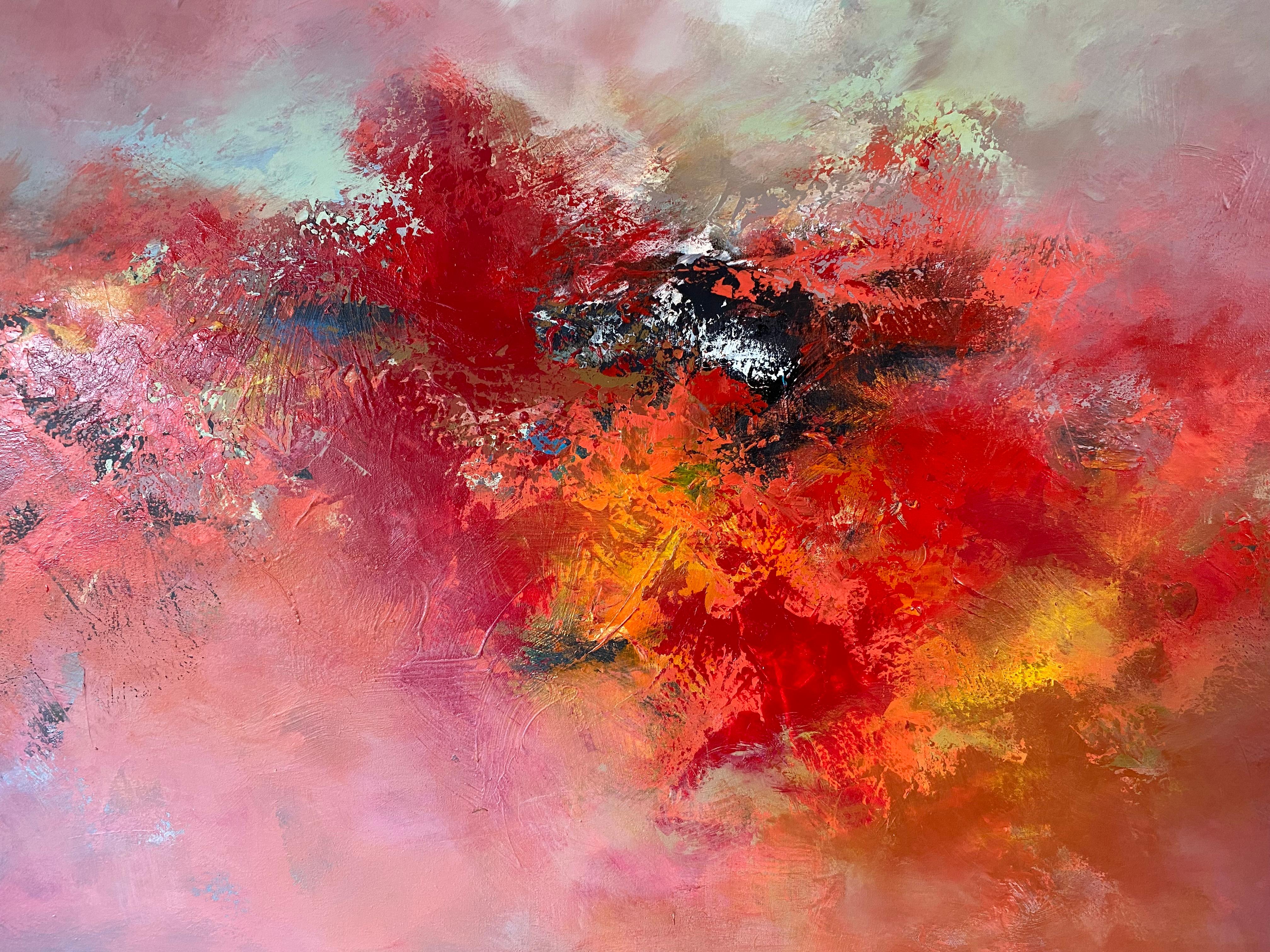 Dancing Pinks, Original painting, Abstract, Landscape  - Painting by  Susanne Winter 
