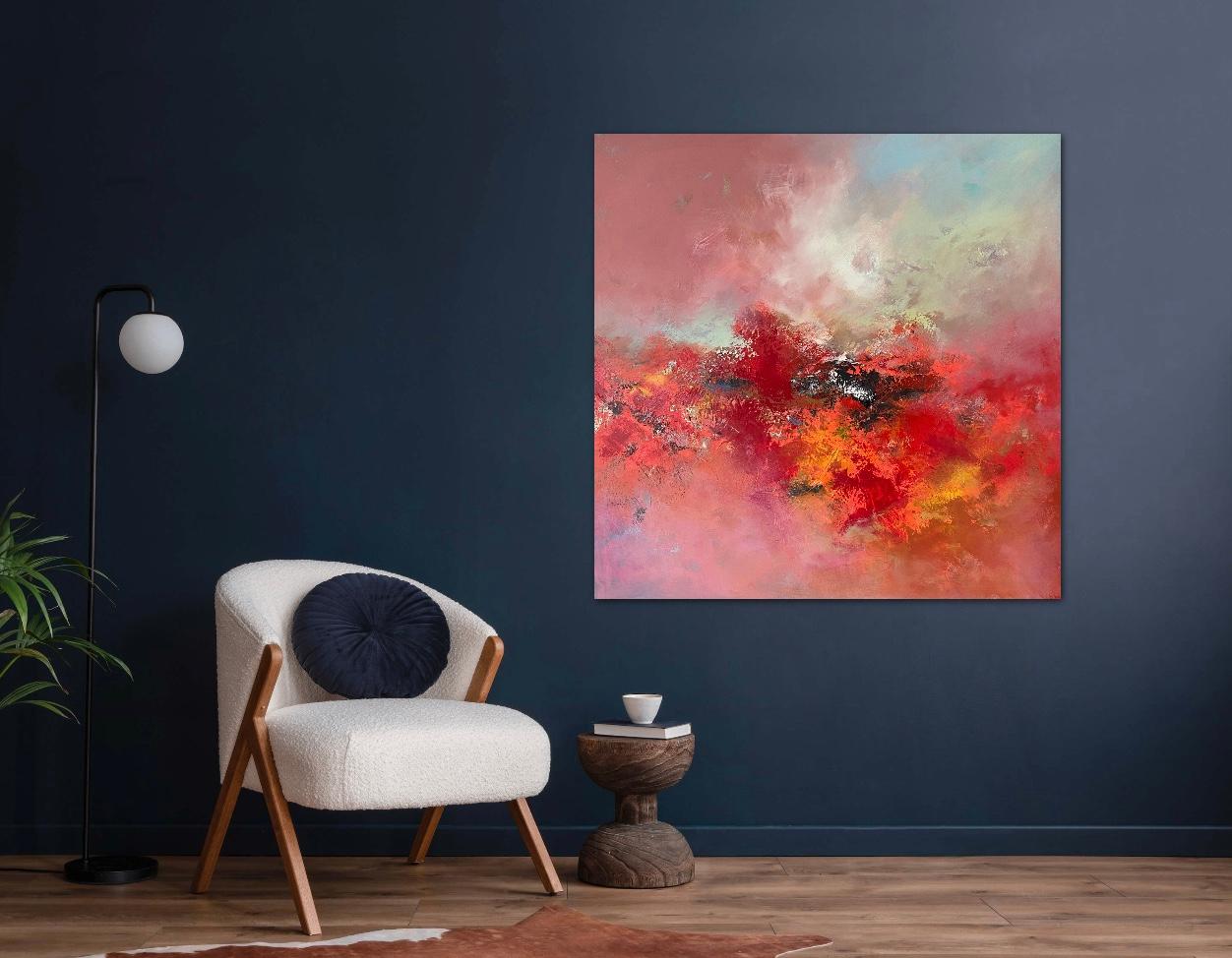 Dancing Pinks, Original painting, Abstract, Landscape  For Sale 2