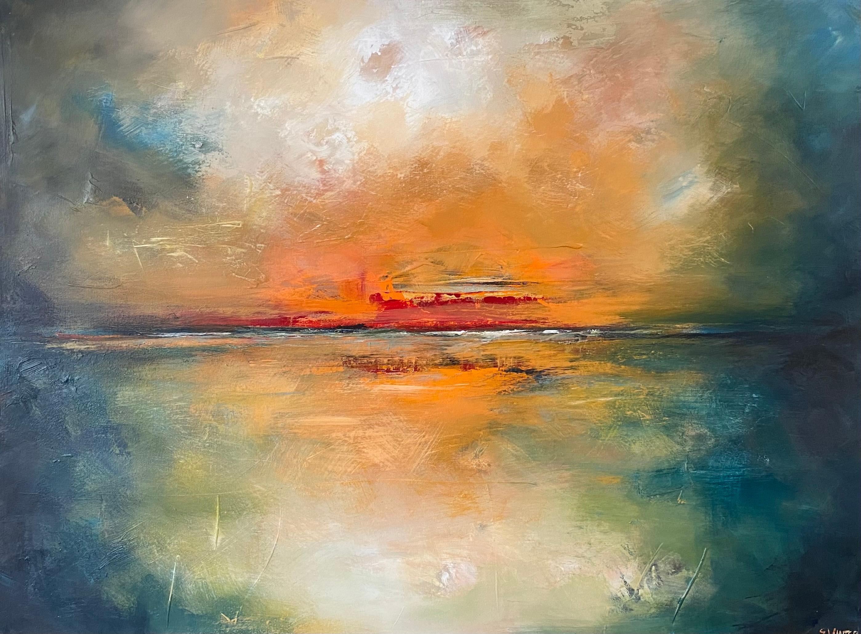 Diptych of Sea Of Elusion and Orange Evening, Original panting, Landscape, Sea For Sale 7
