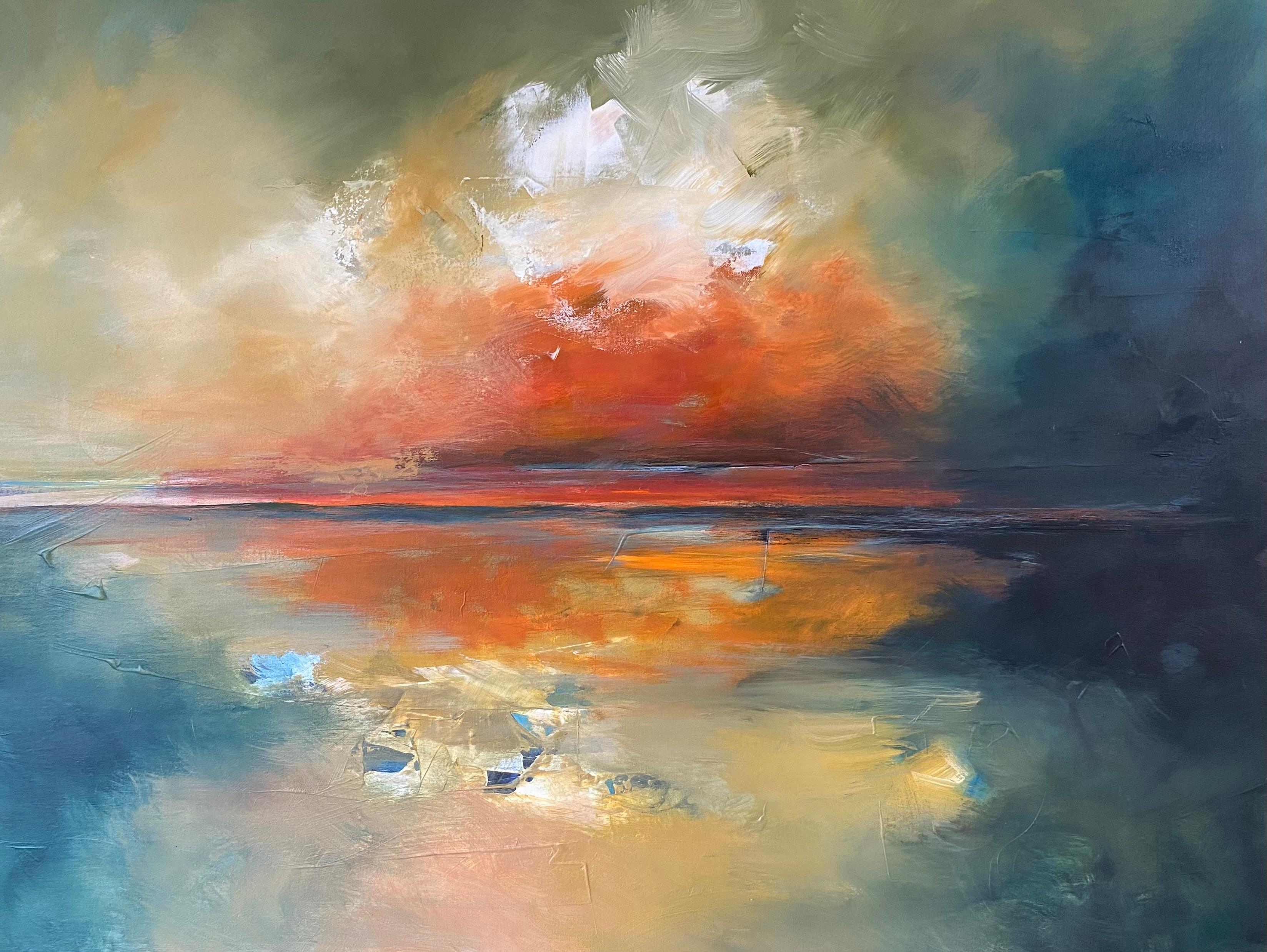 Diptych of Sea Of Elusion and Orange Evening, Original panting, Landscape, Sea For Sale 3