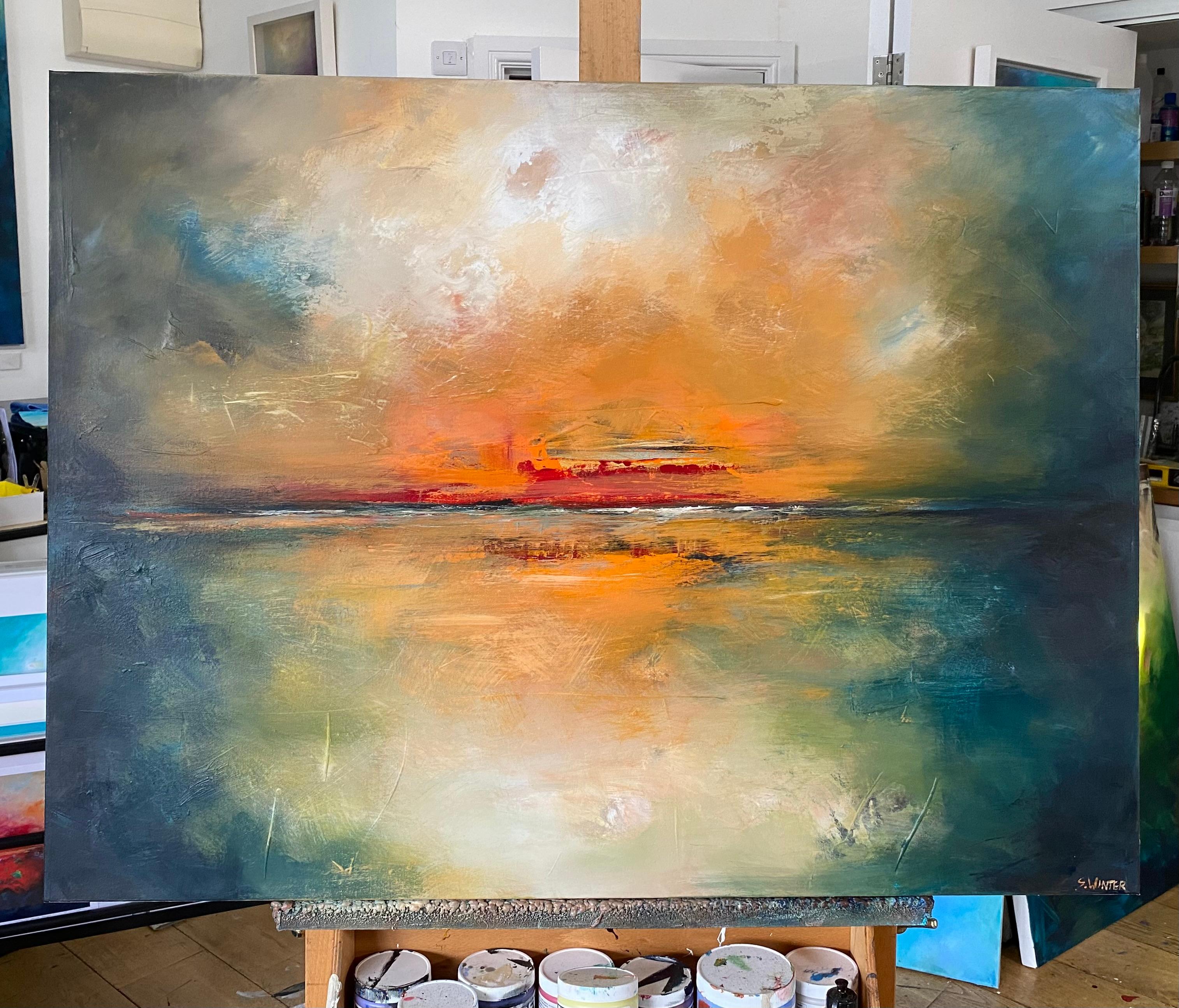 Diptych of Sea Of Elusion and Orange Evening, Original panting, Landscape, Sea For Sale 5