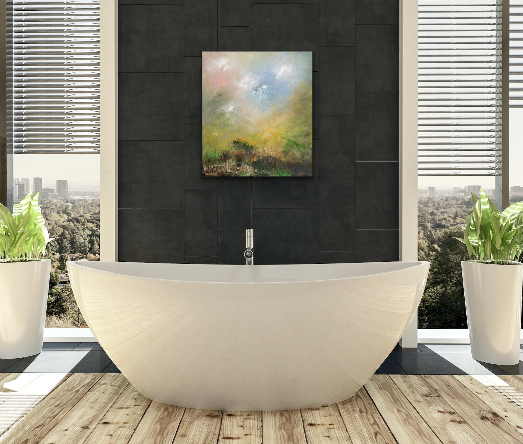 Lights, Peinture originale, Paysage, Abstrait, Nature en vente 2