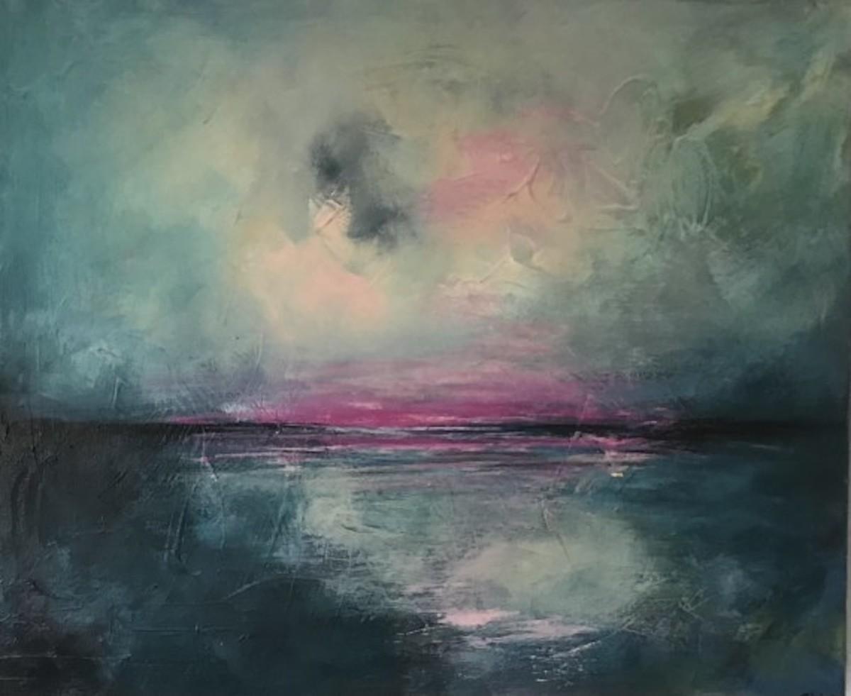  Susanne Winter  Landscape Painting - Pink Dream, Abstract Seascape, Moody Landscape Art, Original Acrylic Painting